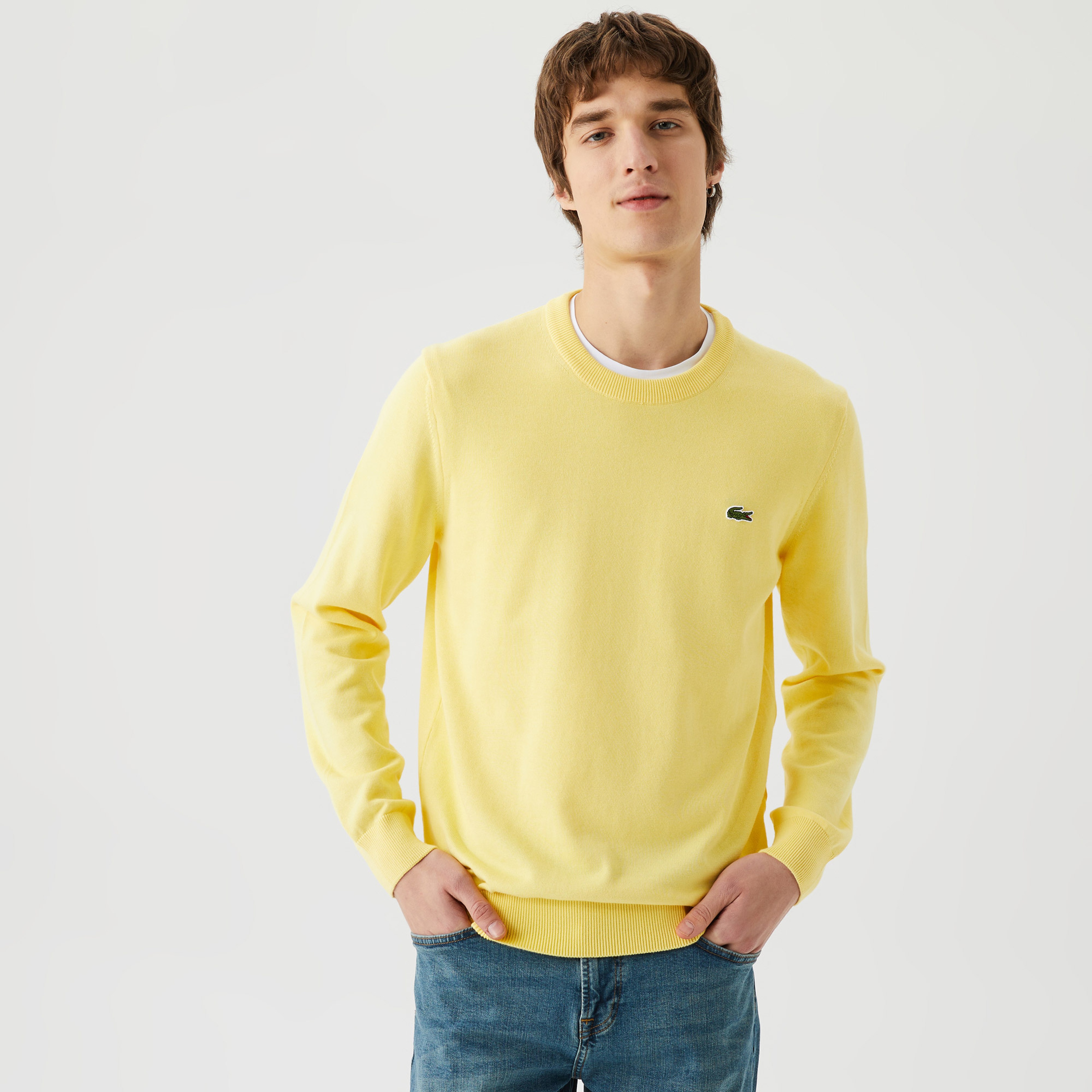 Lacoste Erkek Bisiklet Yaka Organik Pamuk Sarı Triko