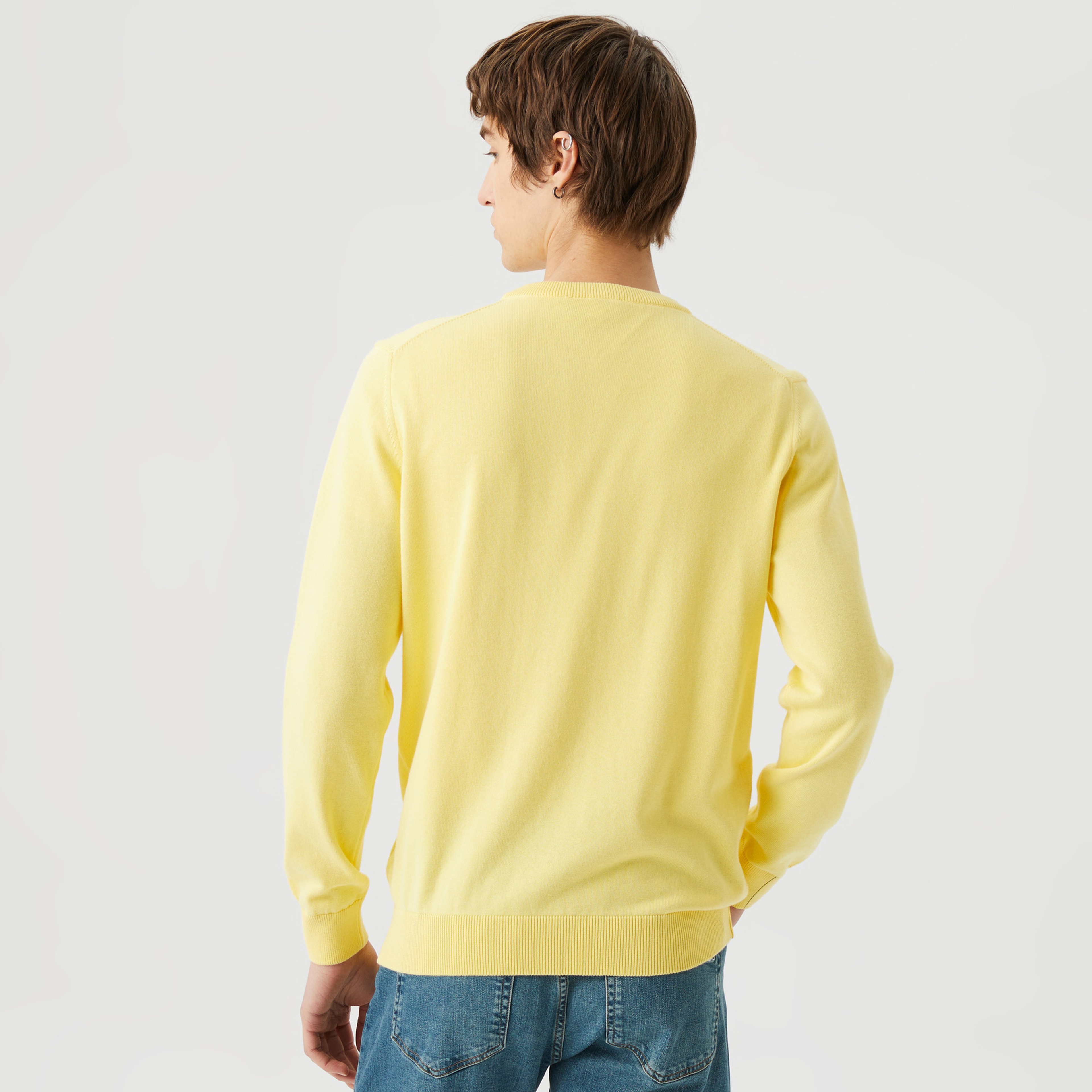 Lacoste Erkek Bisiklet Yaka Organik Pamuk Sarı Triko