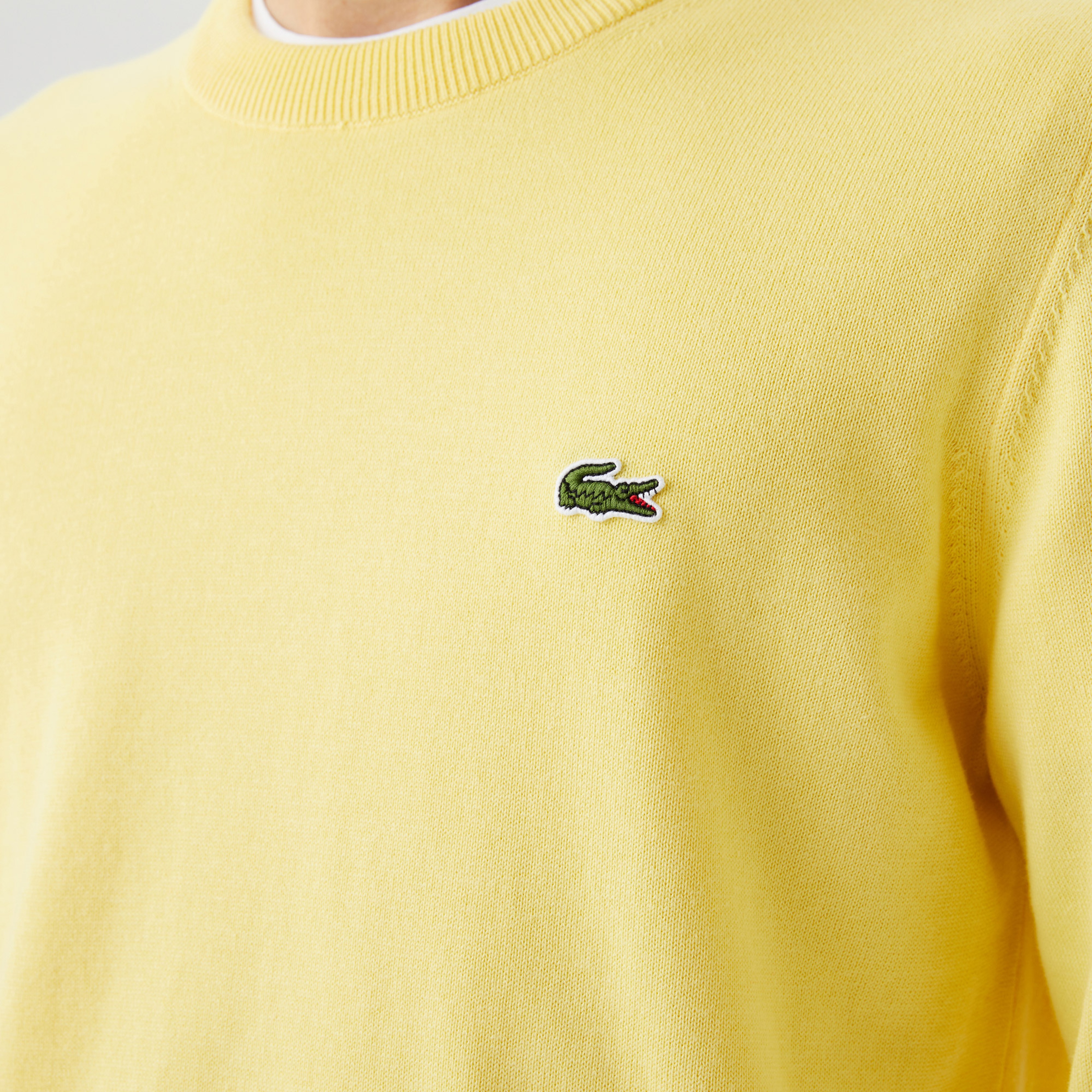 Lacoste Erkek Bisiklet Yaka Organik Pamuk Sarı Triko