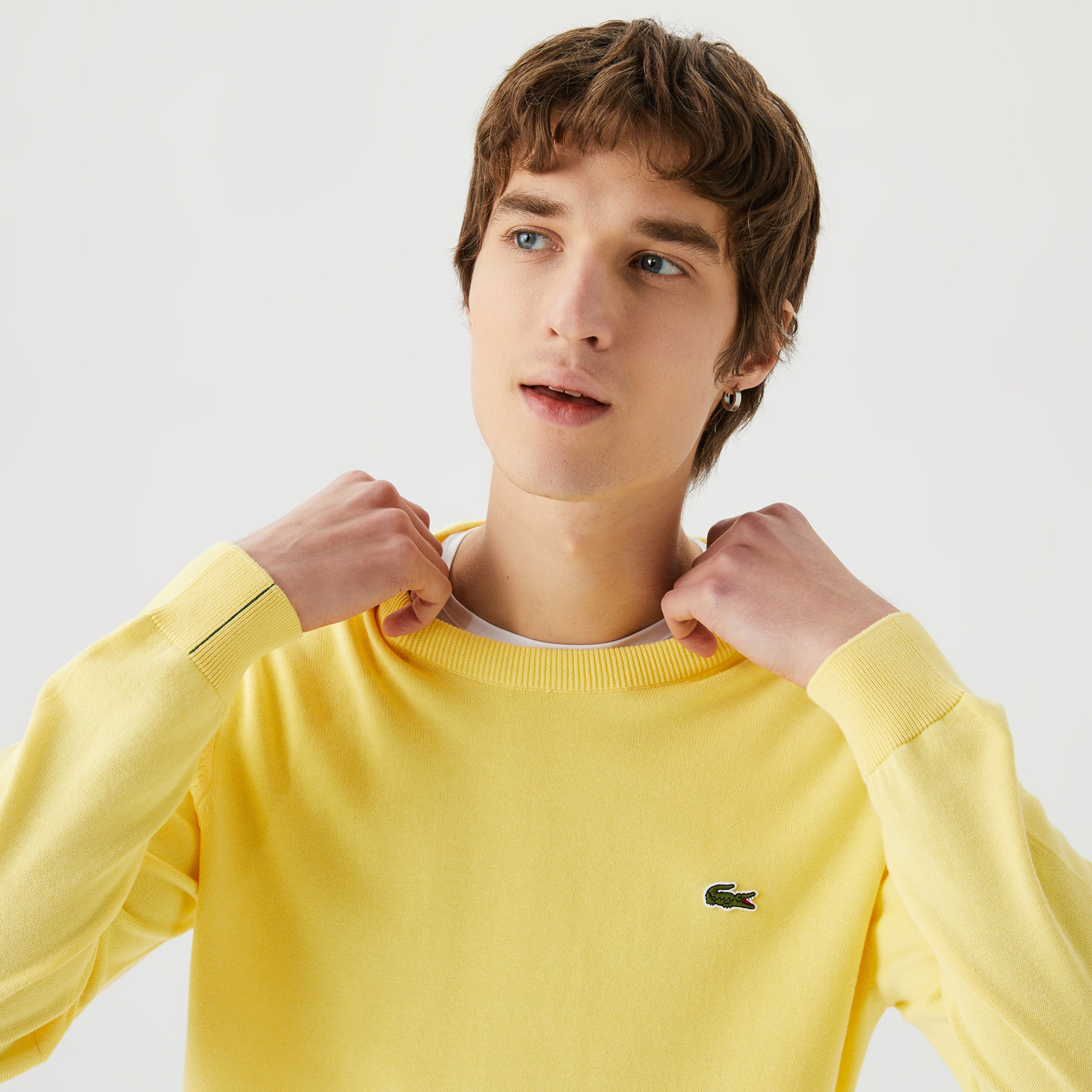 Lacoste Erkek Bisiklet Yaka Organik Pamuk Sarı Triko