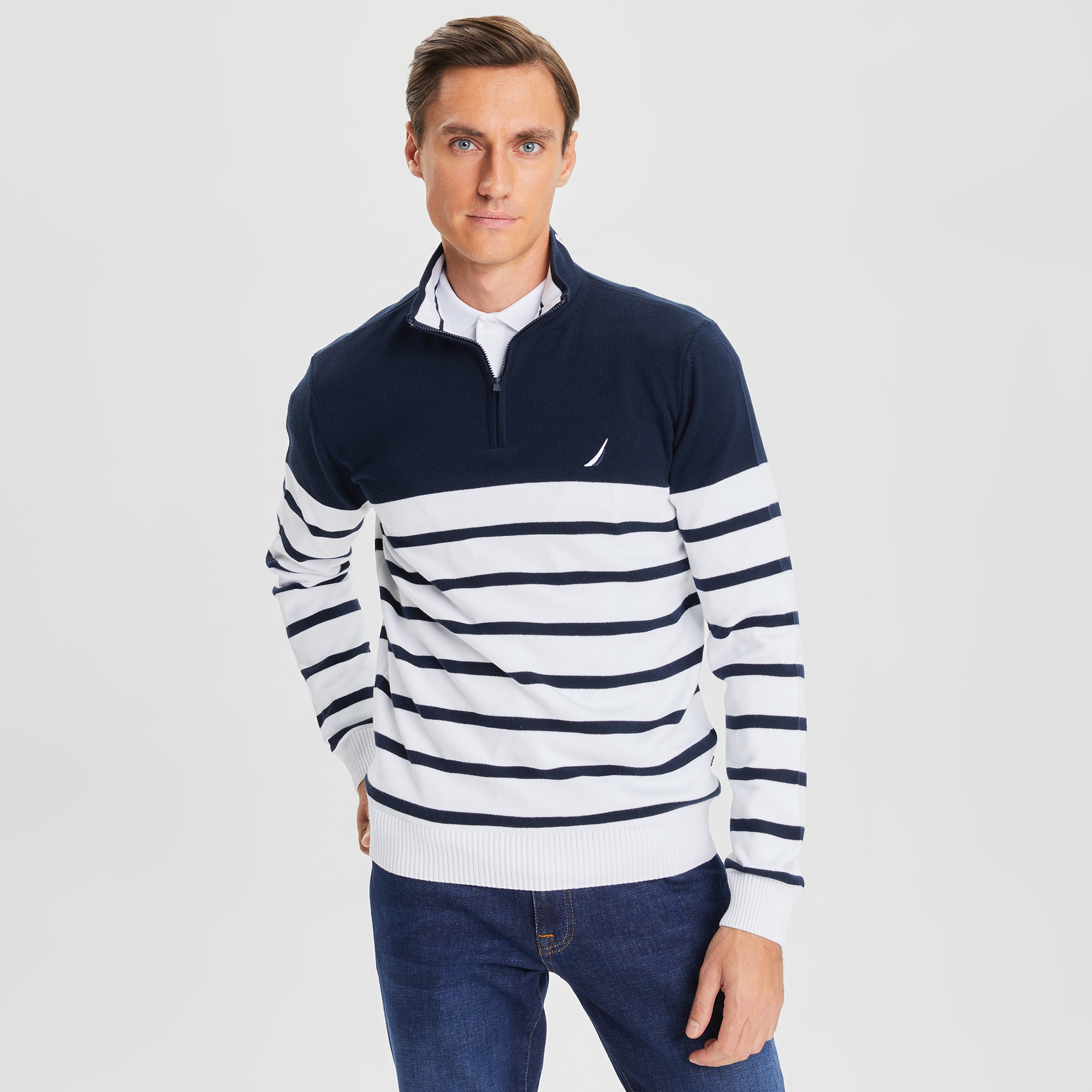 NAUTICA ERKEK LACİVERT UZUN KOLLU STANDART FIT TRİKO