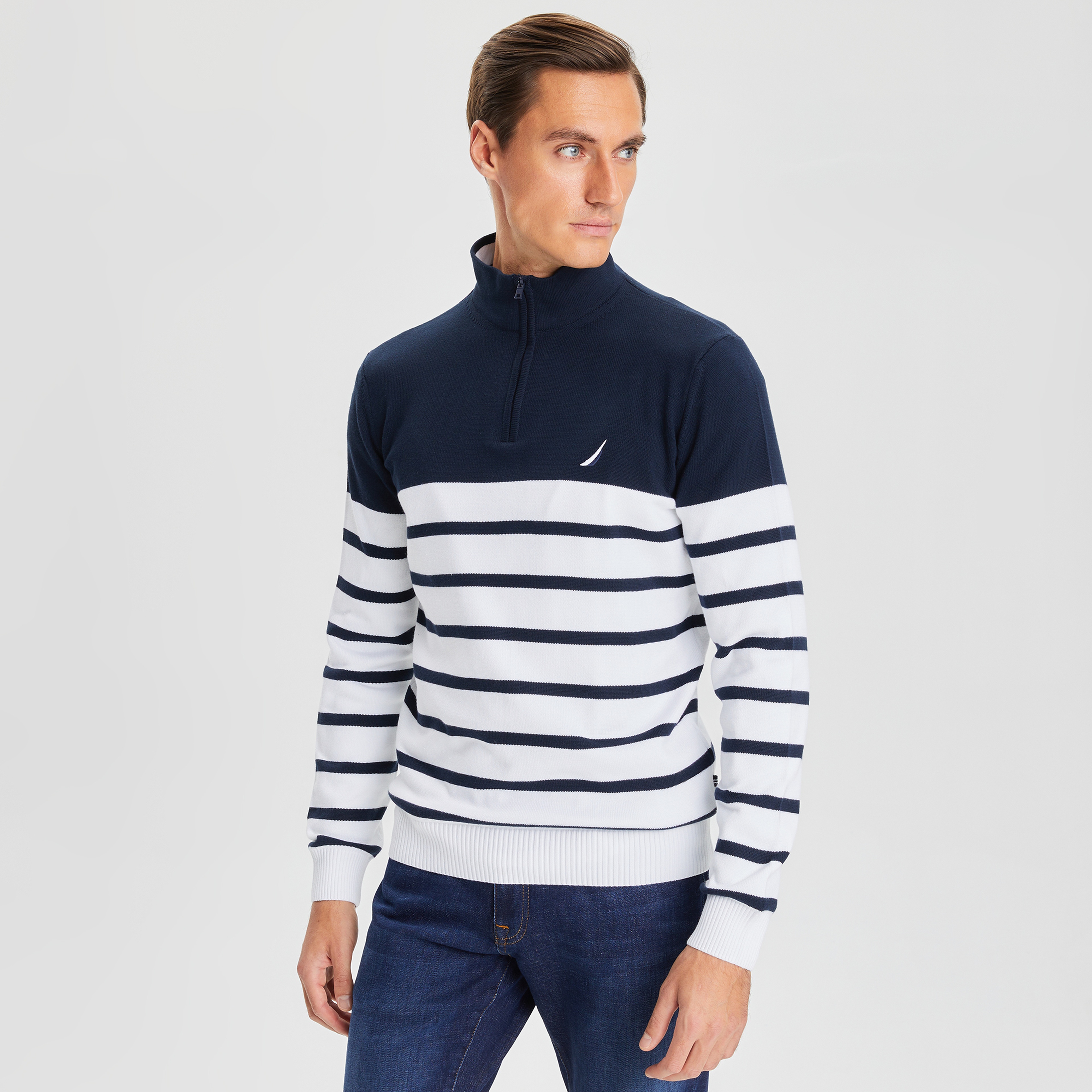 NAUTICA ERKEK LACİVERT UZUN KOLLU STANDART FIT TRİKO