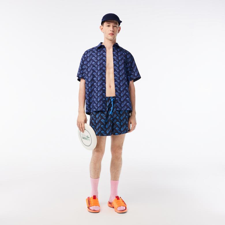 Erkek Baskılı Lacivert Mayo Şort