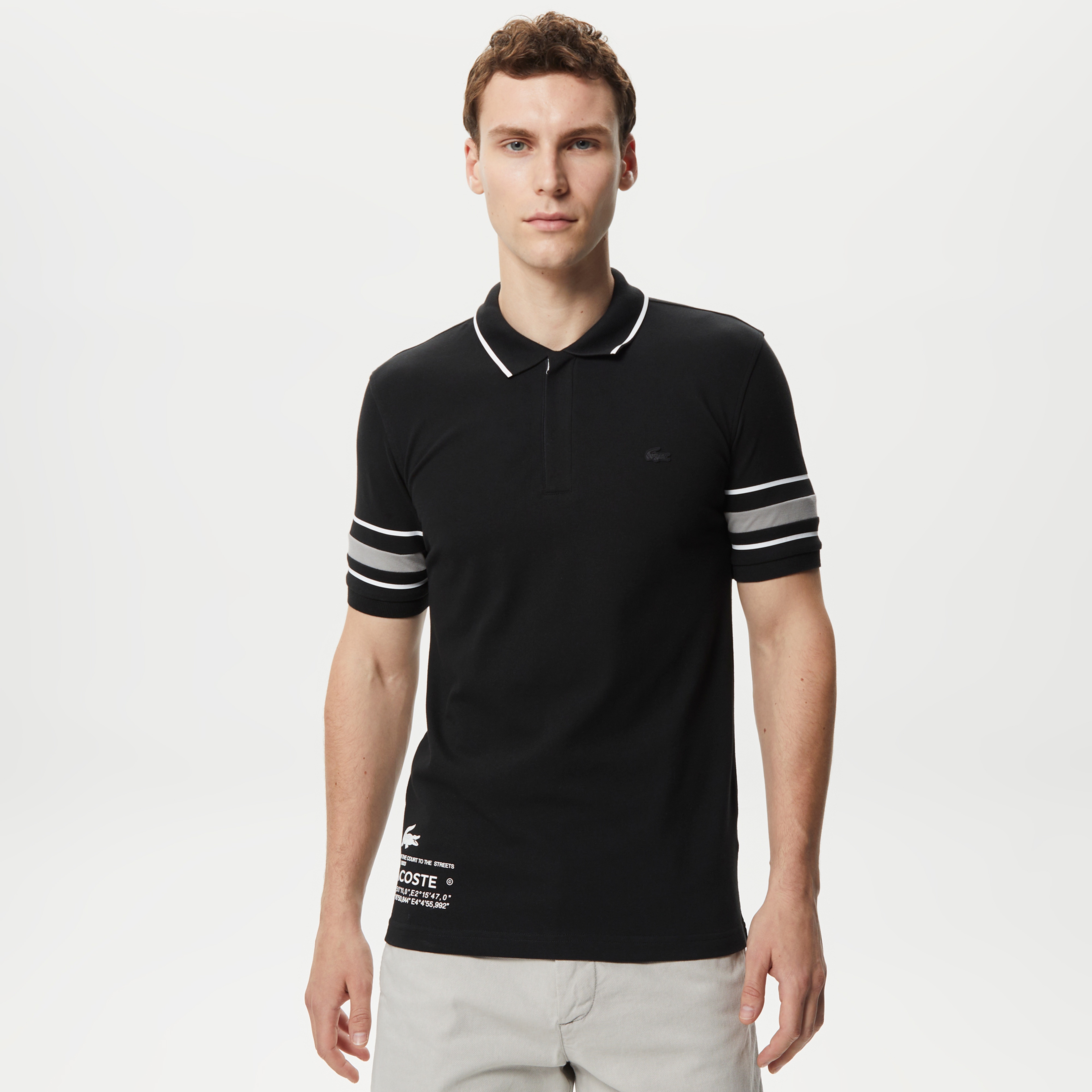 Lacoste Active Erkek Slim Fit Baskılı Siyah Polo