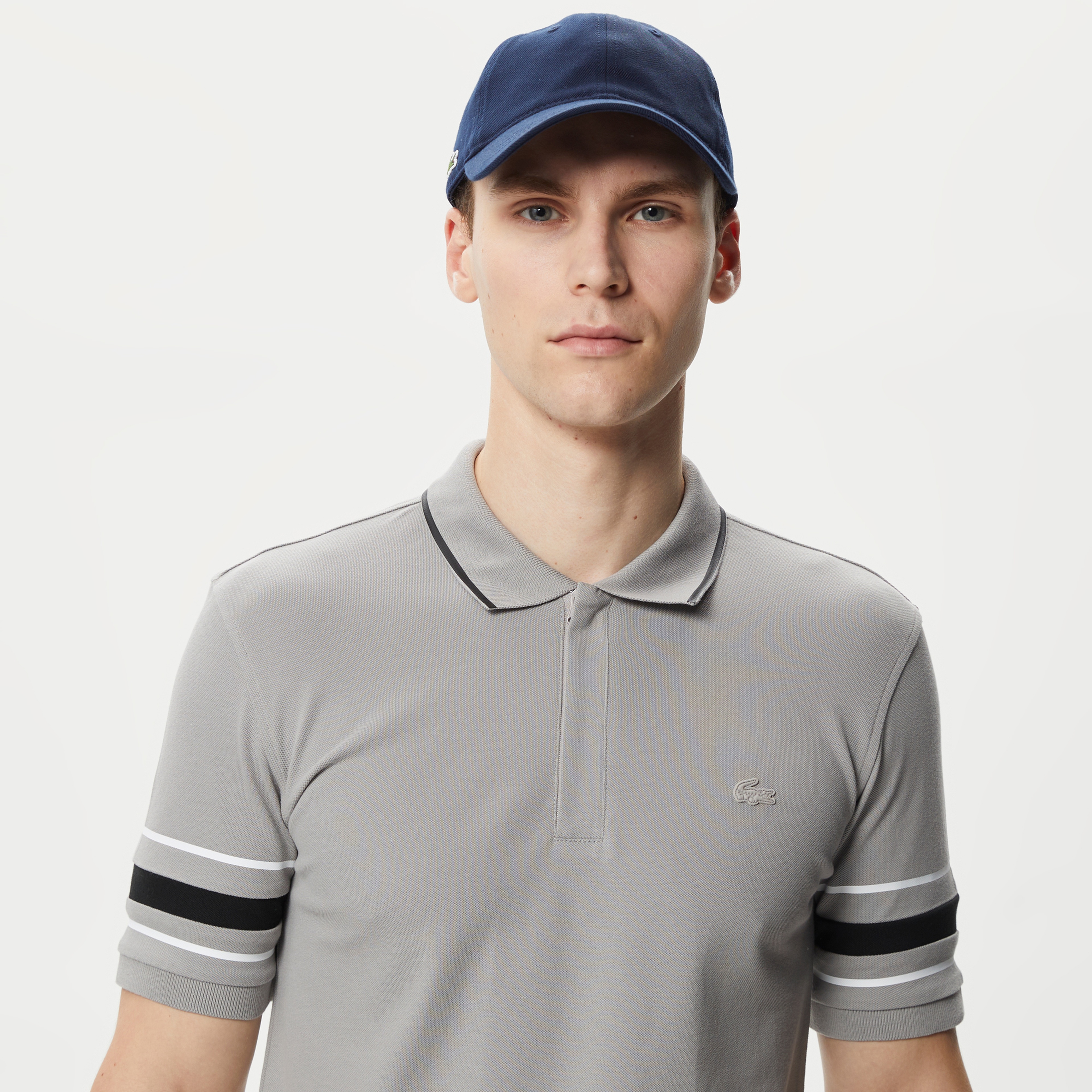 Active Erkek Slim Fit Baskılı Gri Polo