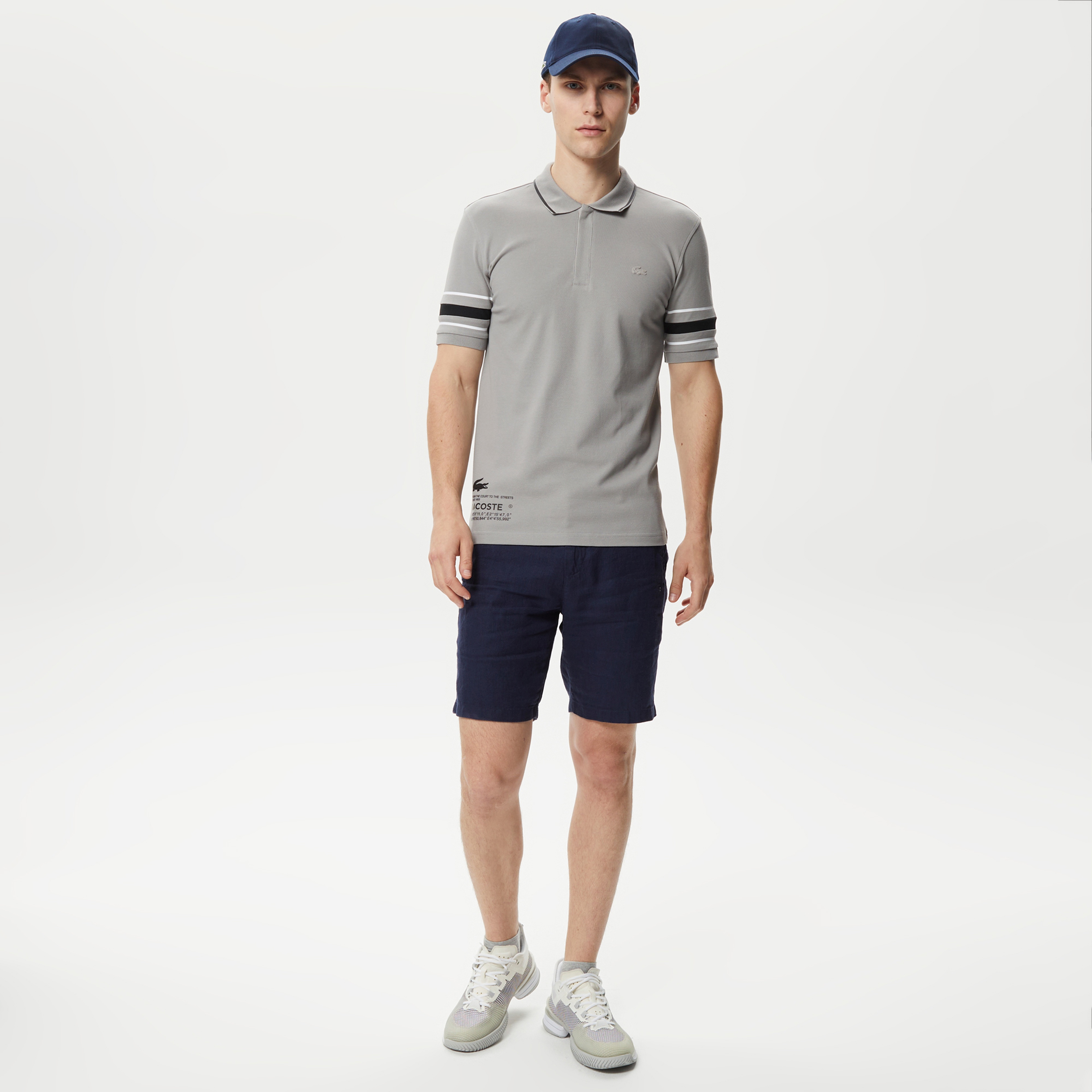 Active Erkek Slim Fit Baskılı Gri Polo