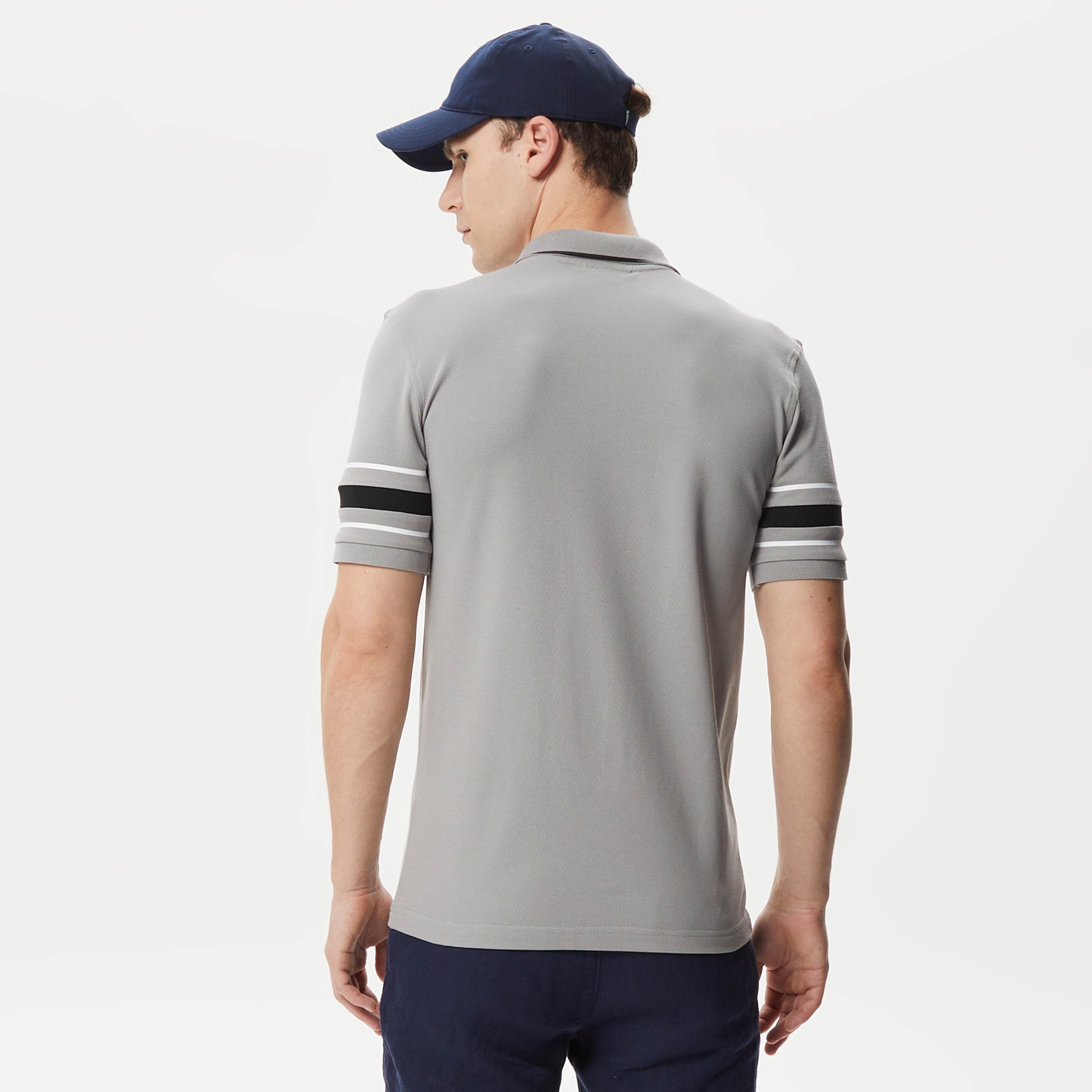 Active Erkek Slim Fit Baskılı Gri Polo