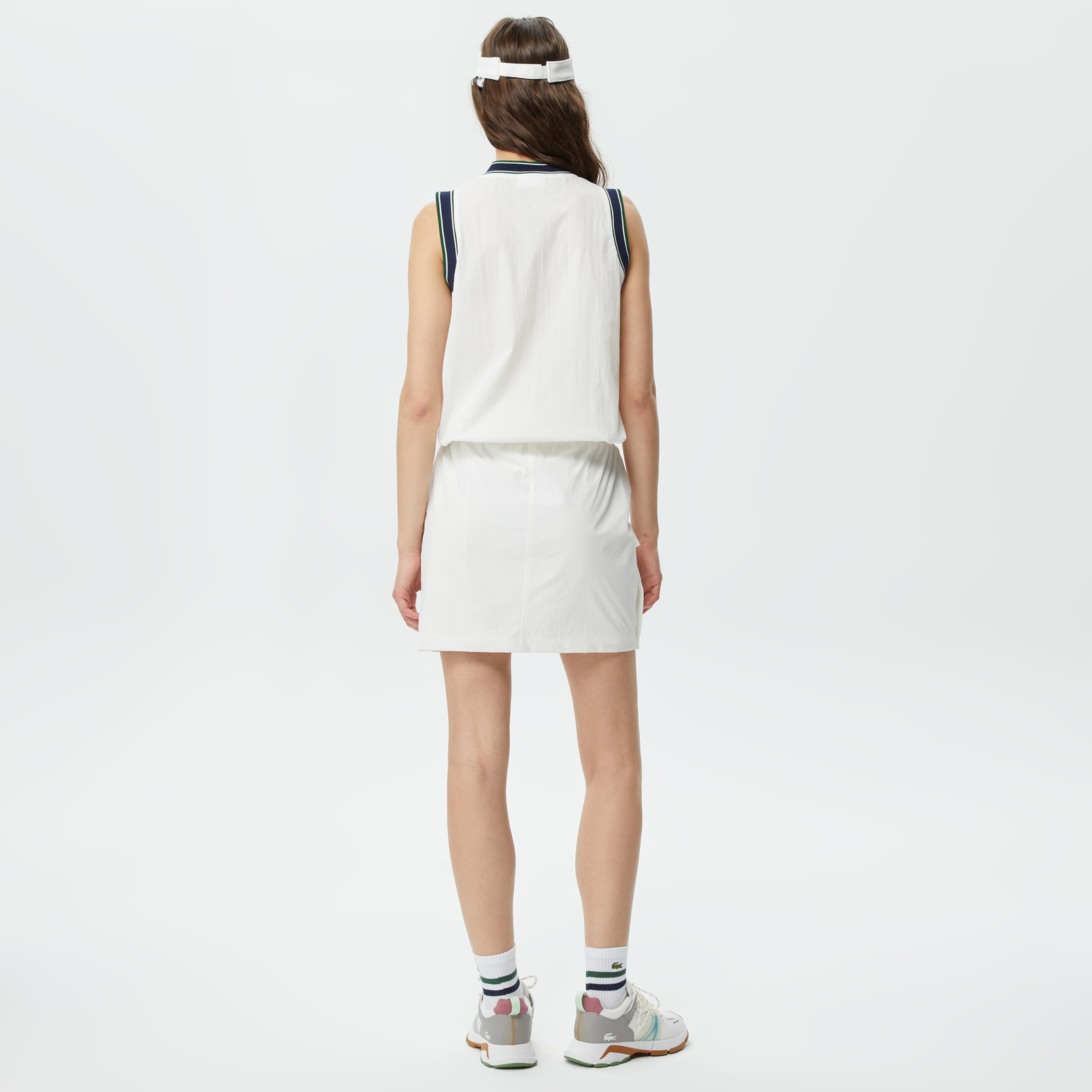 Kadın Relaxed Fit V Yaka Renk Bloklu Beyaz Bluz