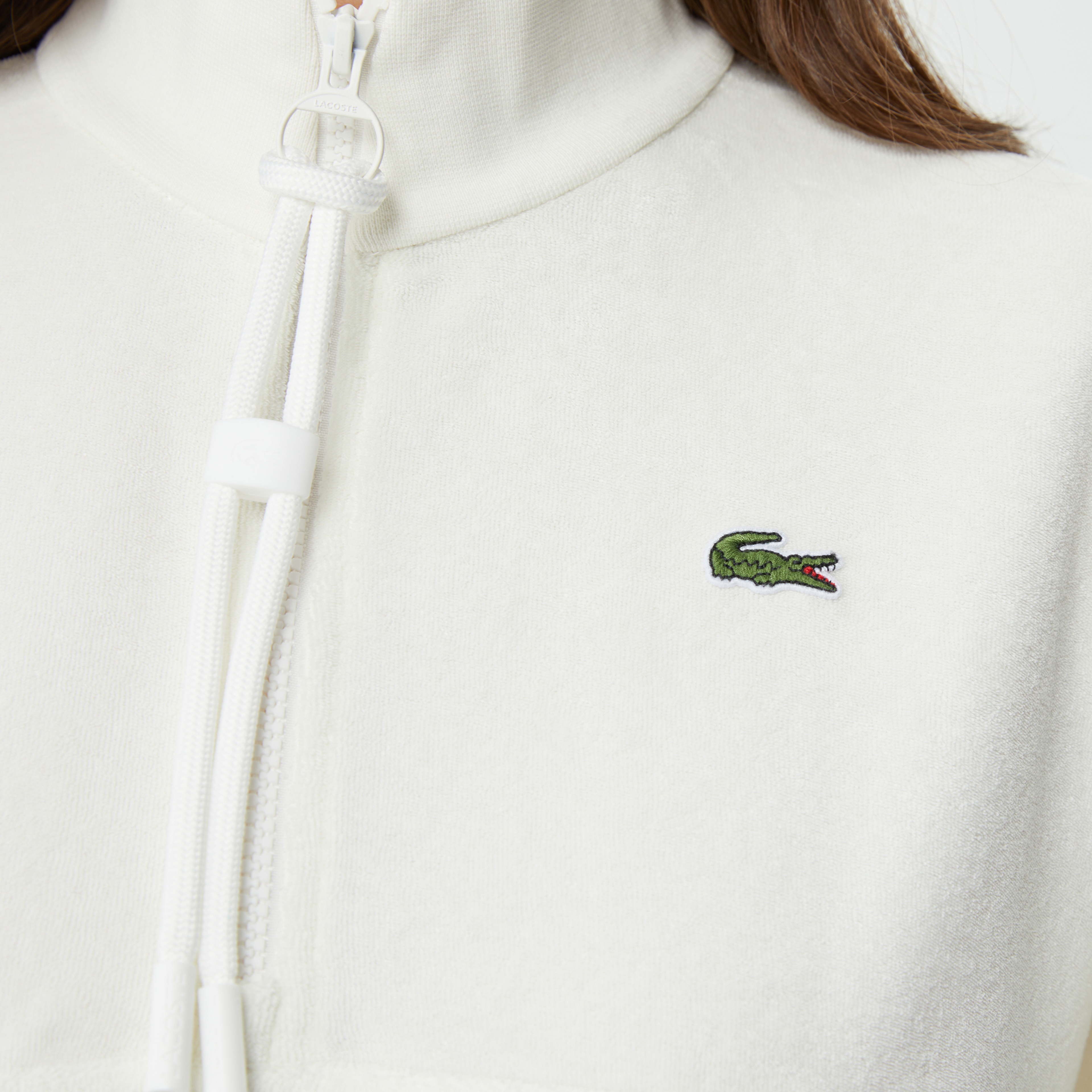 Kadın Oversize Yarım Fermuarlı Beyaz Sweatshirt