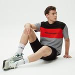 Erkek Relaxed Fit Bisiklet Yaka Renk Bloklu Gri T-Shirt