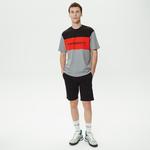 Erkek Relaxed Fit Bisiklet Yaka Renk Bloklu Gri T-Shirt