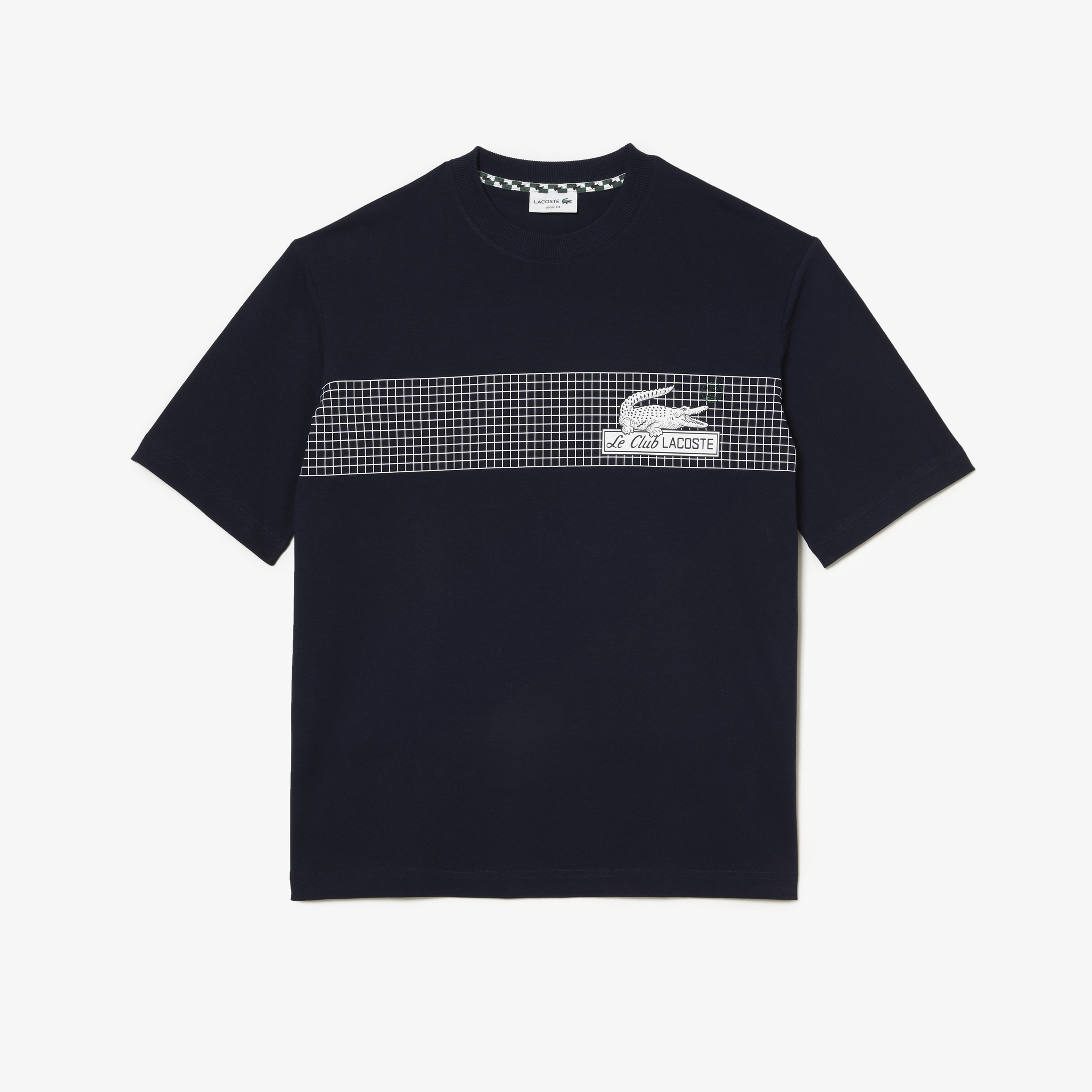 Lacoste Erkek Loose Fit Bisiklet Yaka Organik Pamuk Baskılı Lacivert T-Shirt