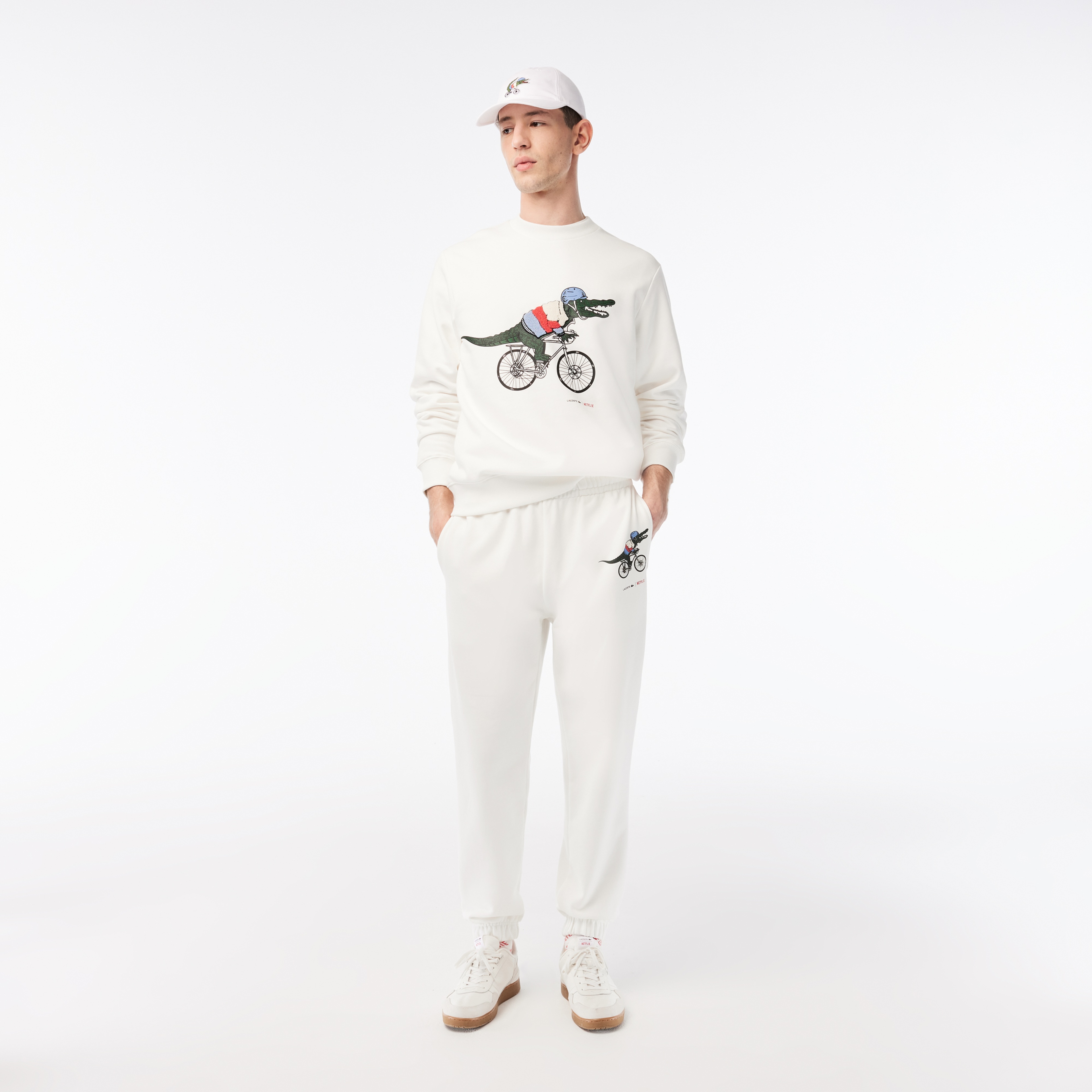 Netflix Erkek Regular Fit Baskılı Beyaz Eşofman Altı