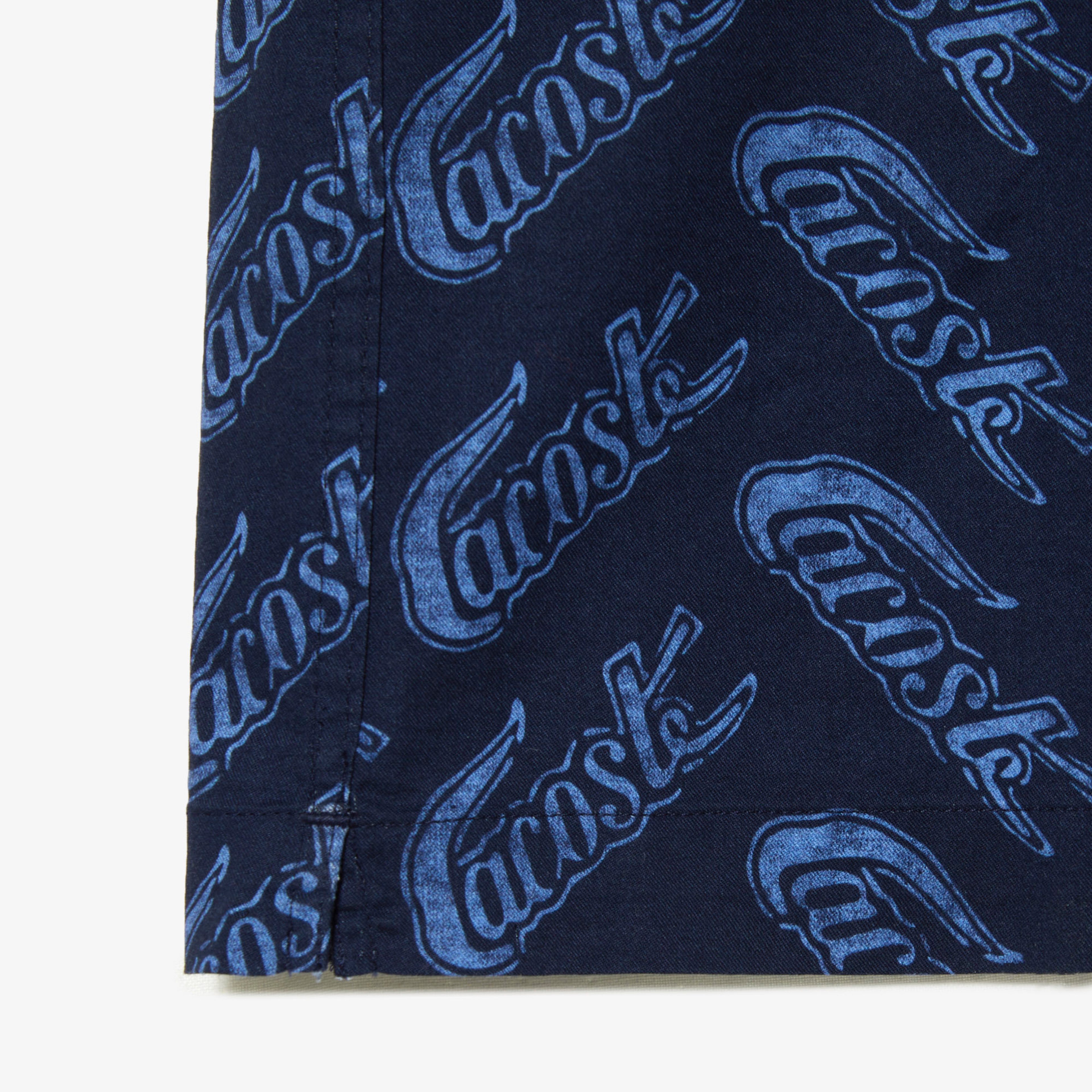 Erkek Relaxed Fit Kısa Kollu Desenli Mavi Gömlek