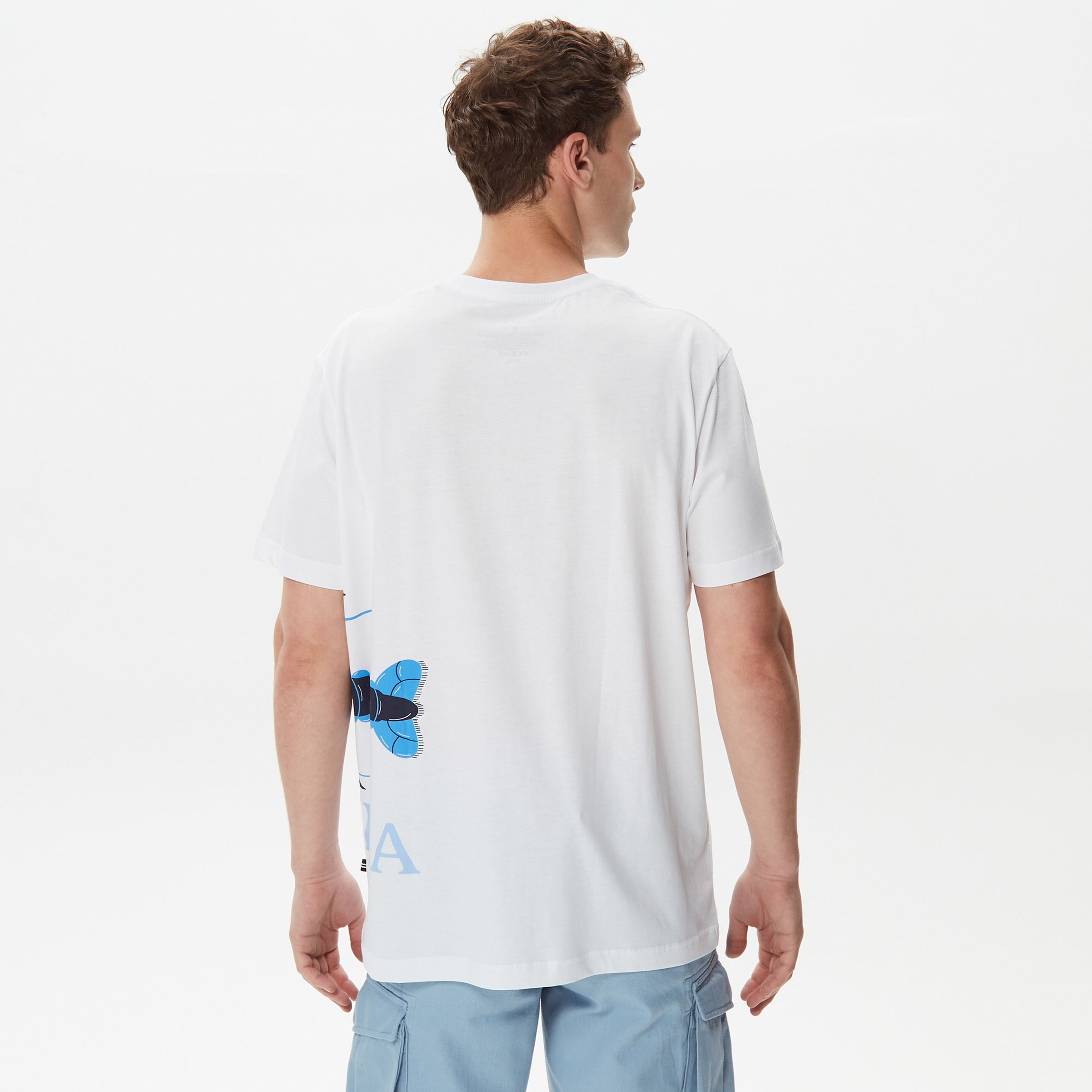Nautica Erkek Beyaz Baskılı Standart Fit T-Shirt