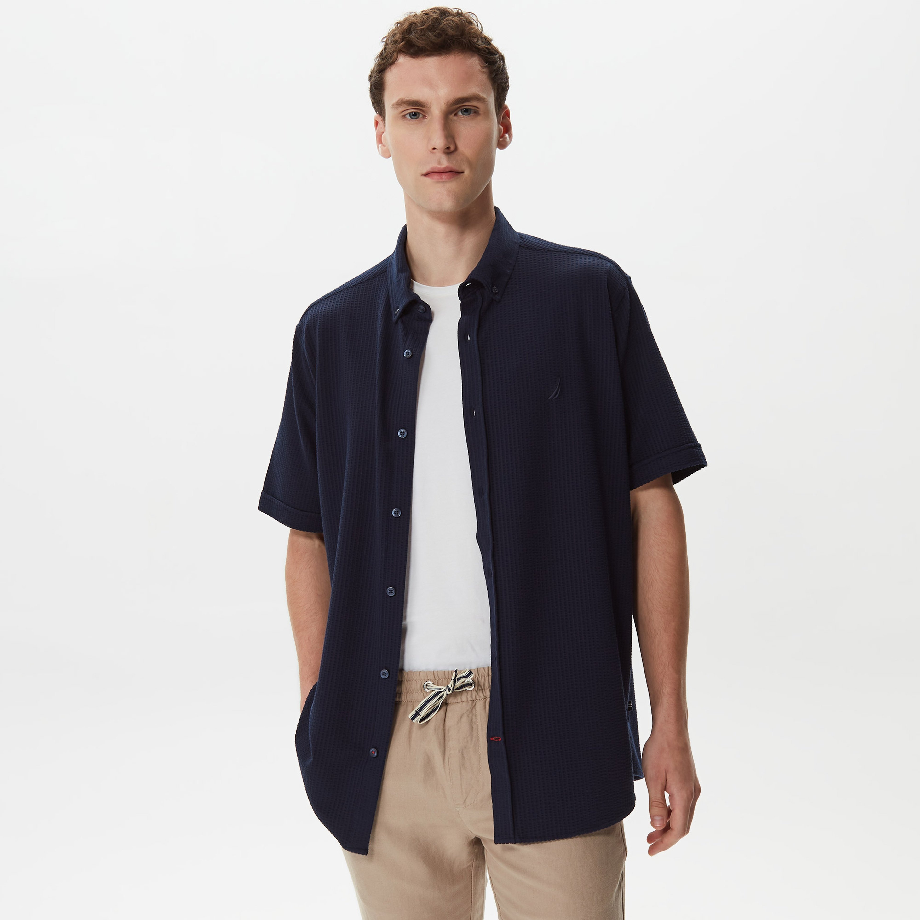 Nautica Erkek Lacivert Classic Fit Kısa Kollu Gömlek