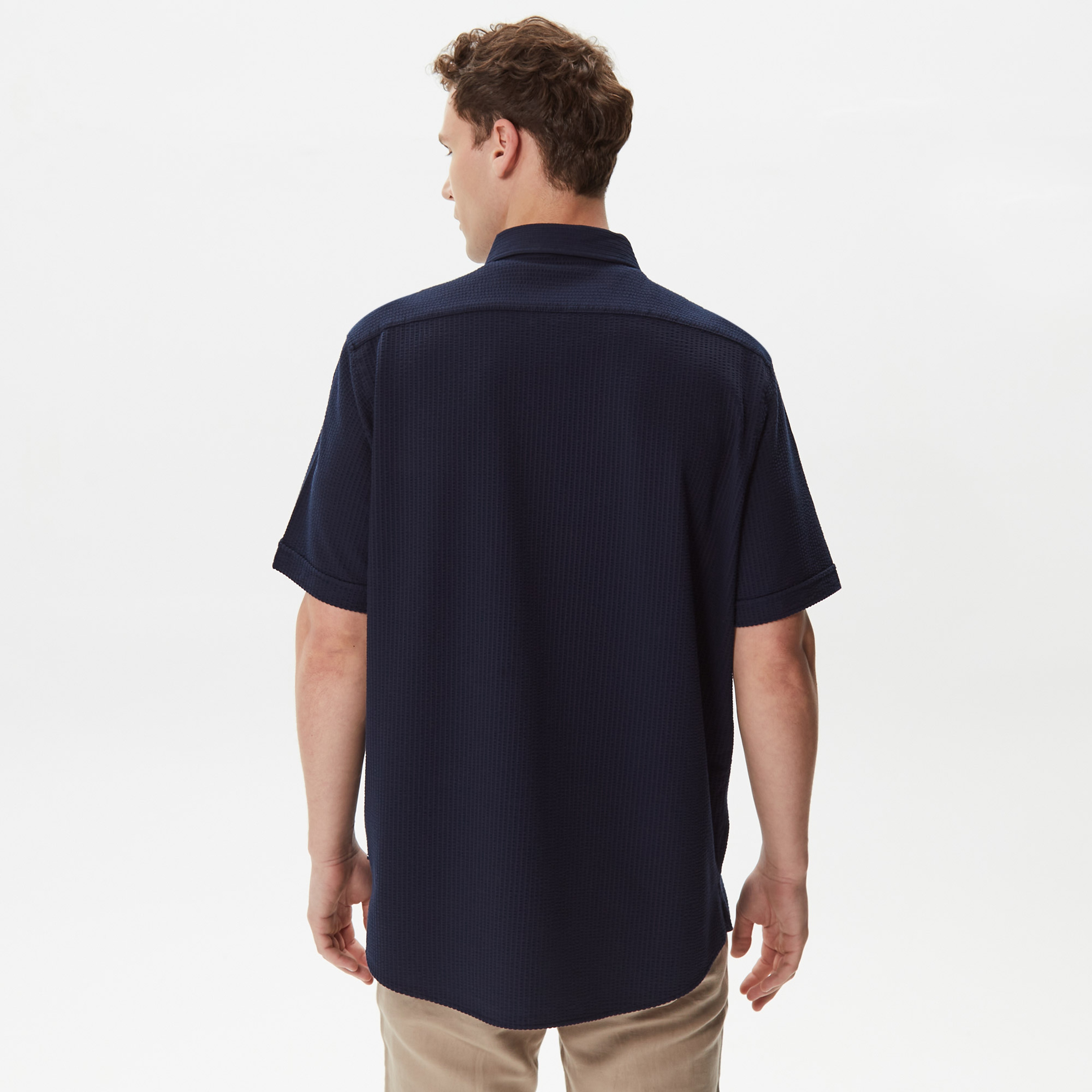 Nautica Erkek Lacivert Classic Fit Kısa Kollu Gömlek