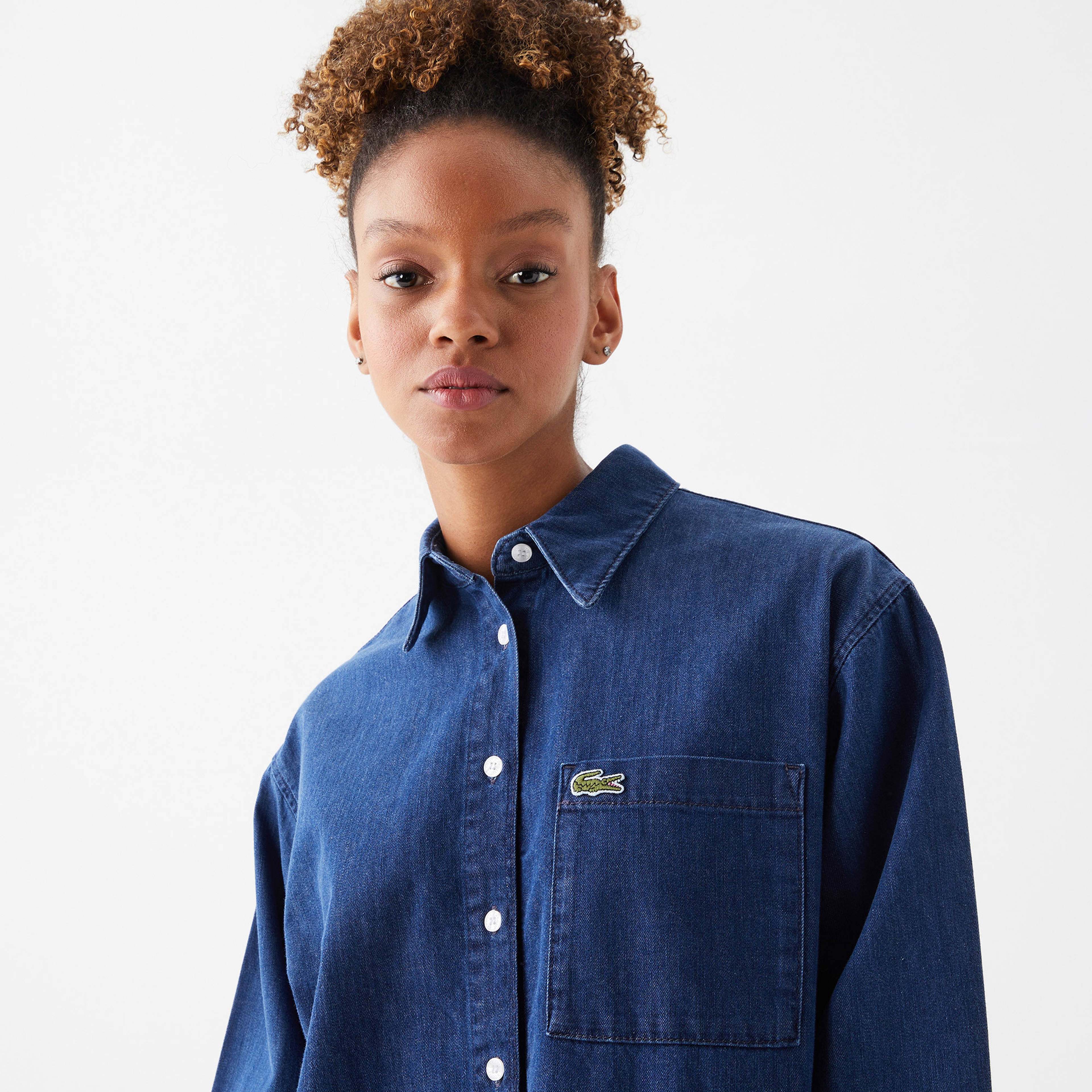 Lacoste Kadın Relaxed Fit Denim Gömlek