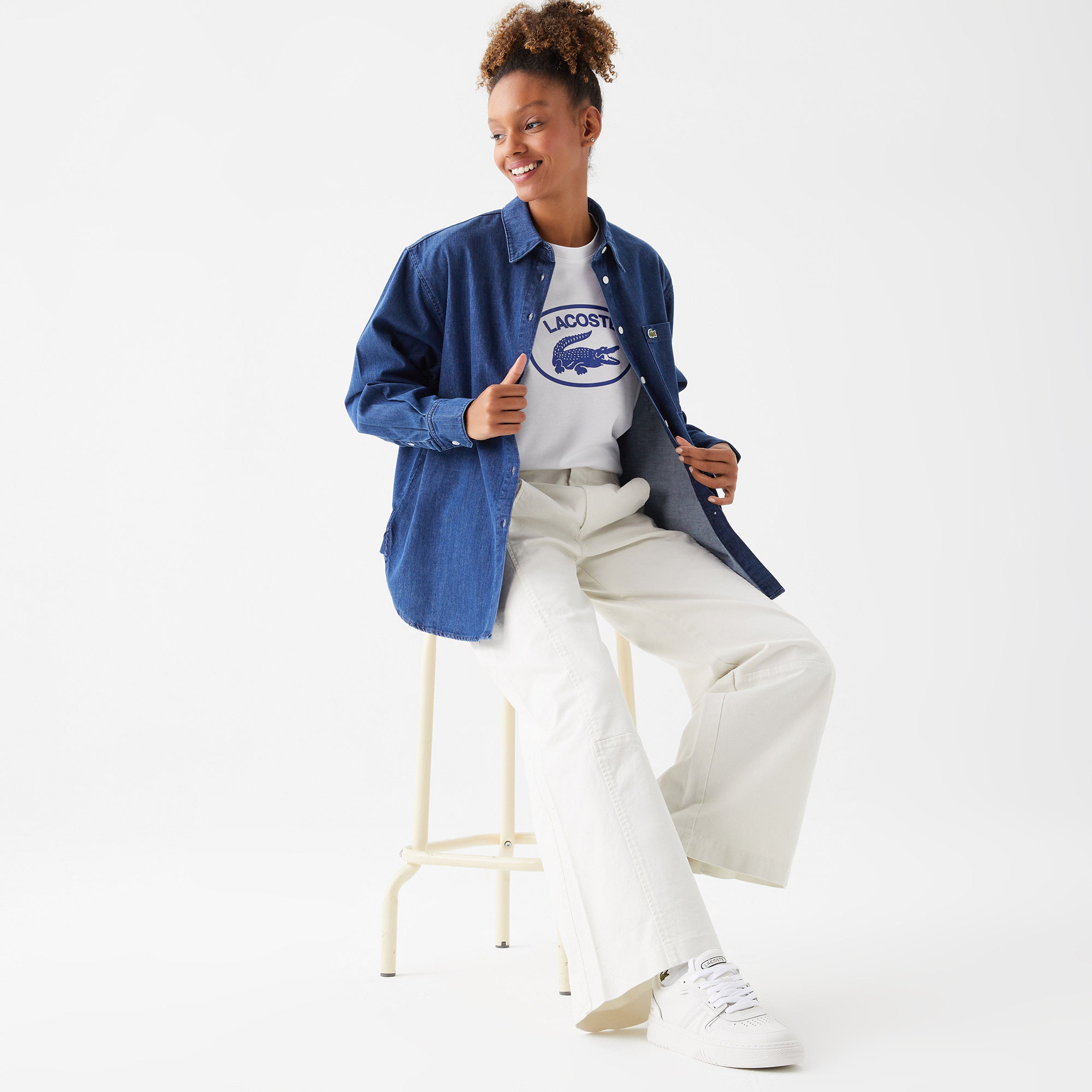 Lacoste Kadın Relaxed Fit Denim Gömlek