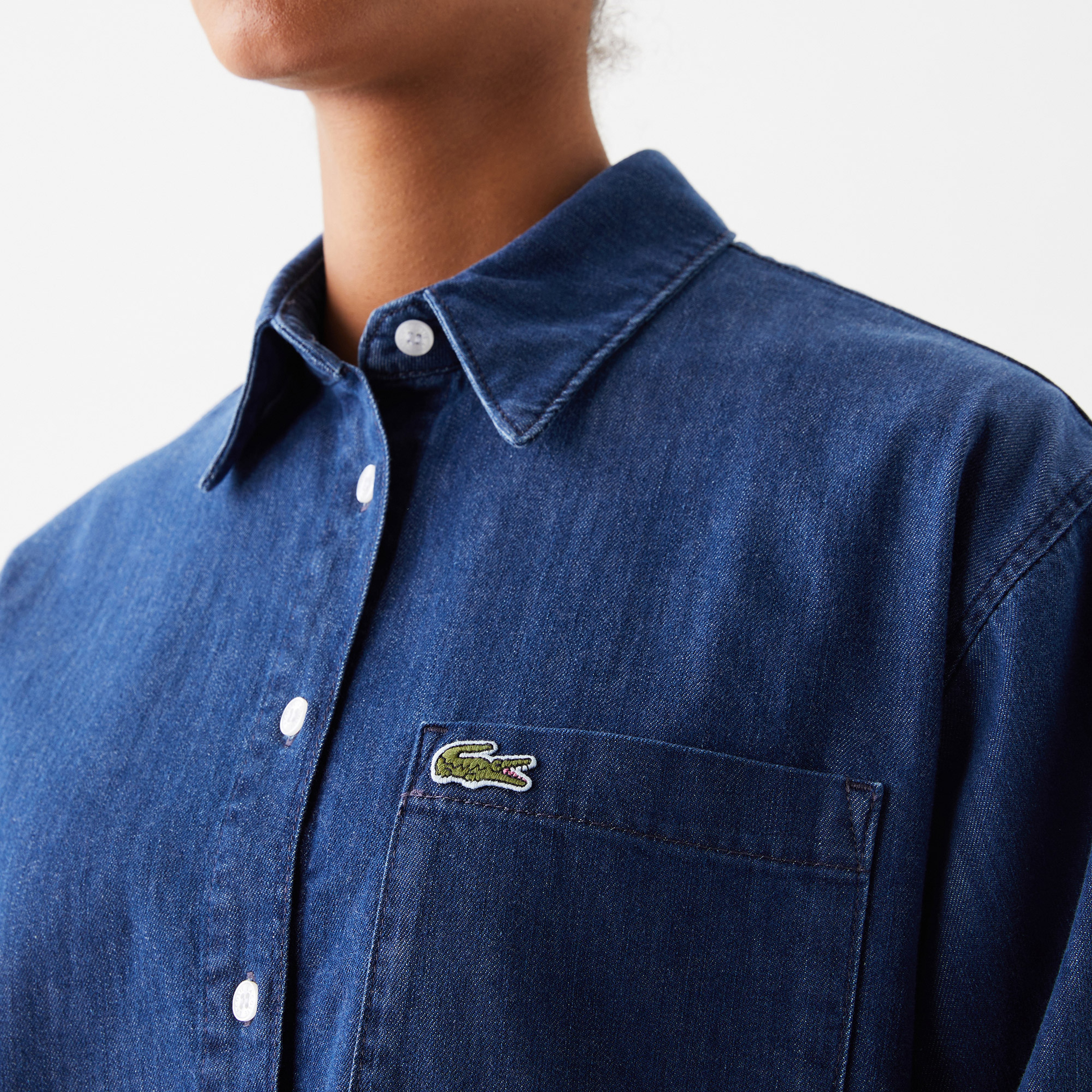 Lacoste Kadın Relaxed Fit Denim Gömlek