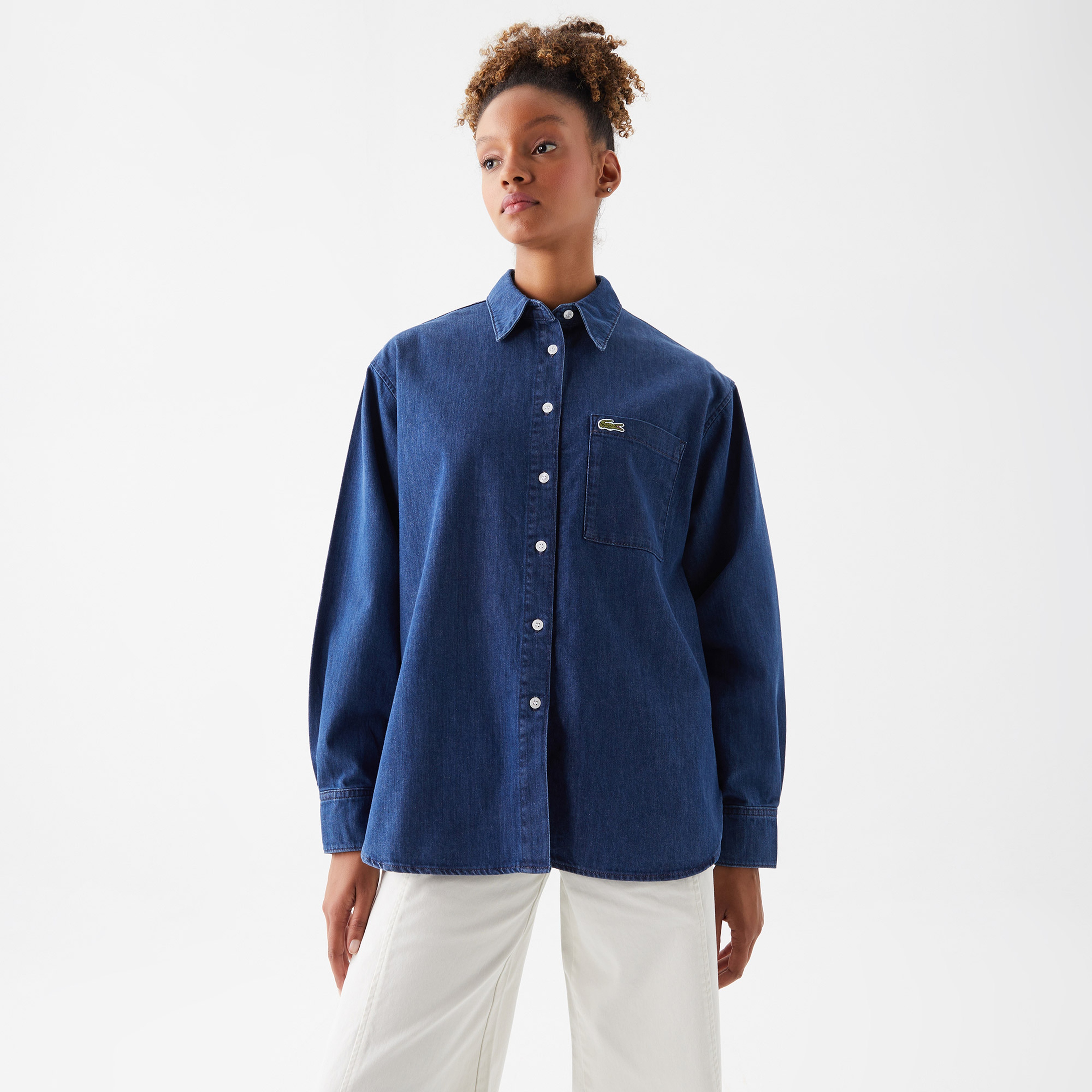 Lacoste Kadın Relaxed Fit Denim Gömlek