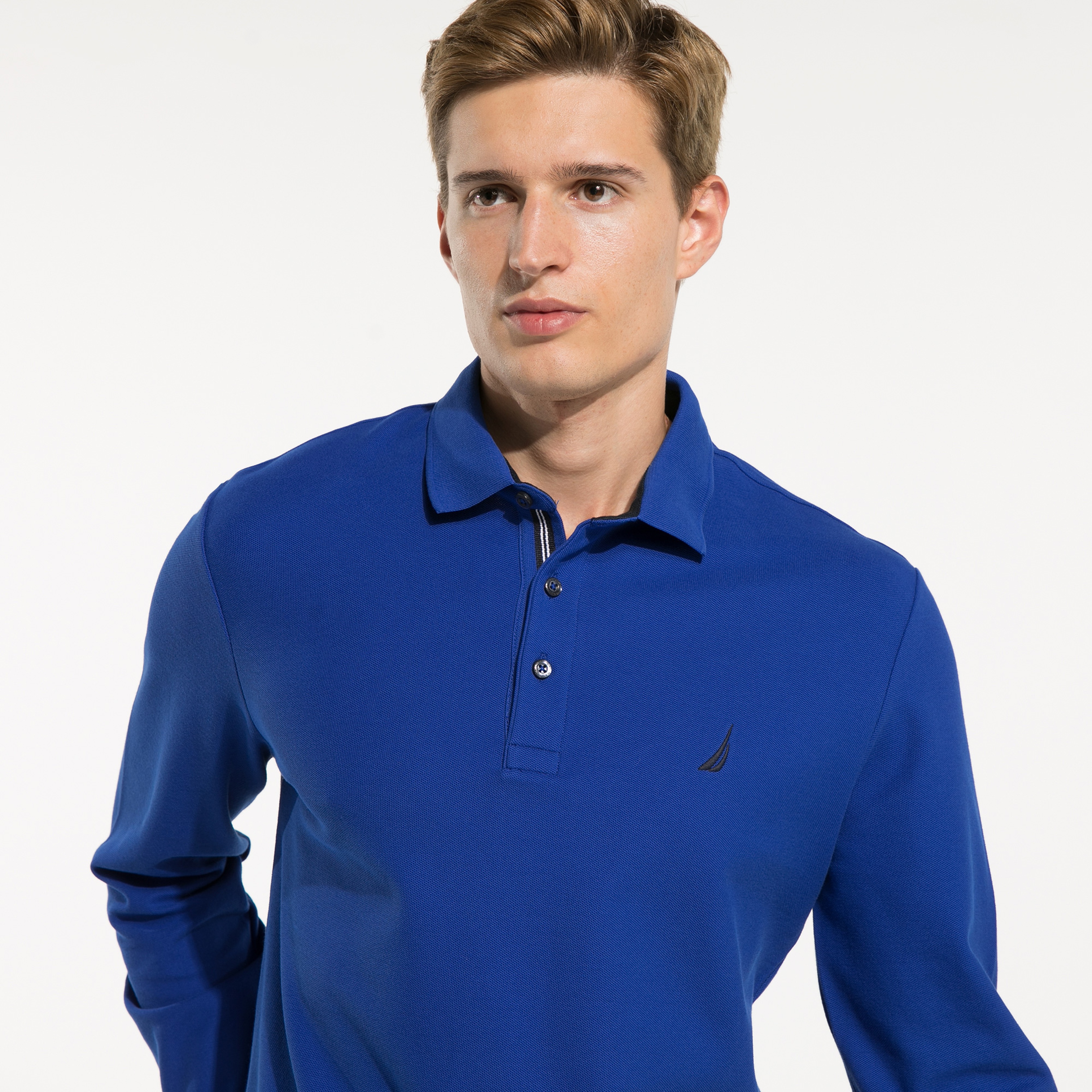 Nautica Erkek Mavi Classic Fit Uzun Kollu Polo