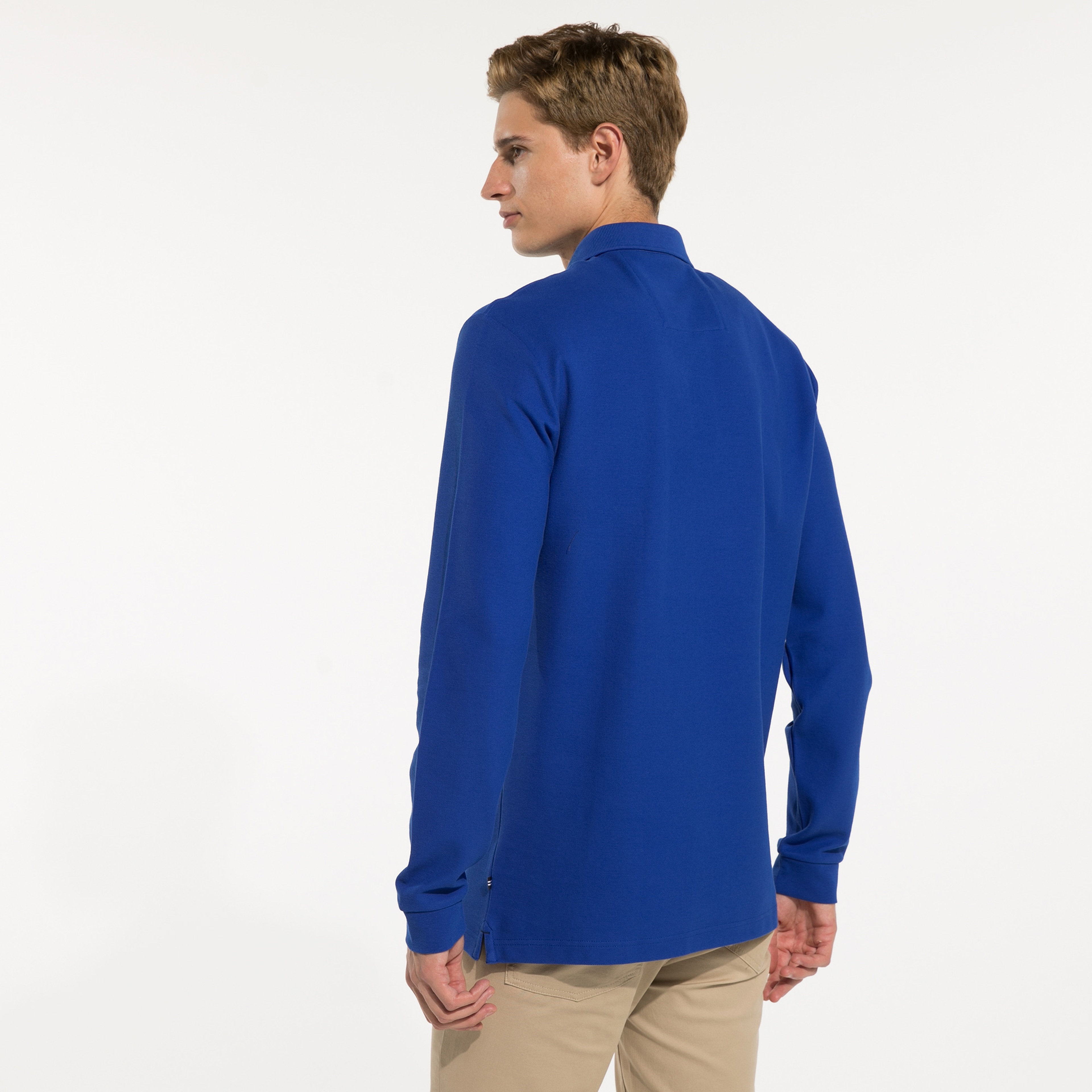 Nautica Erkek Mavi Classic Fit Uzun Kollu Polo