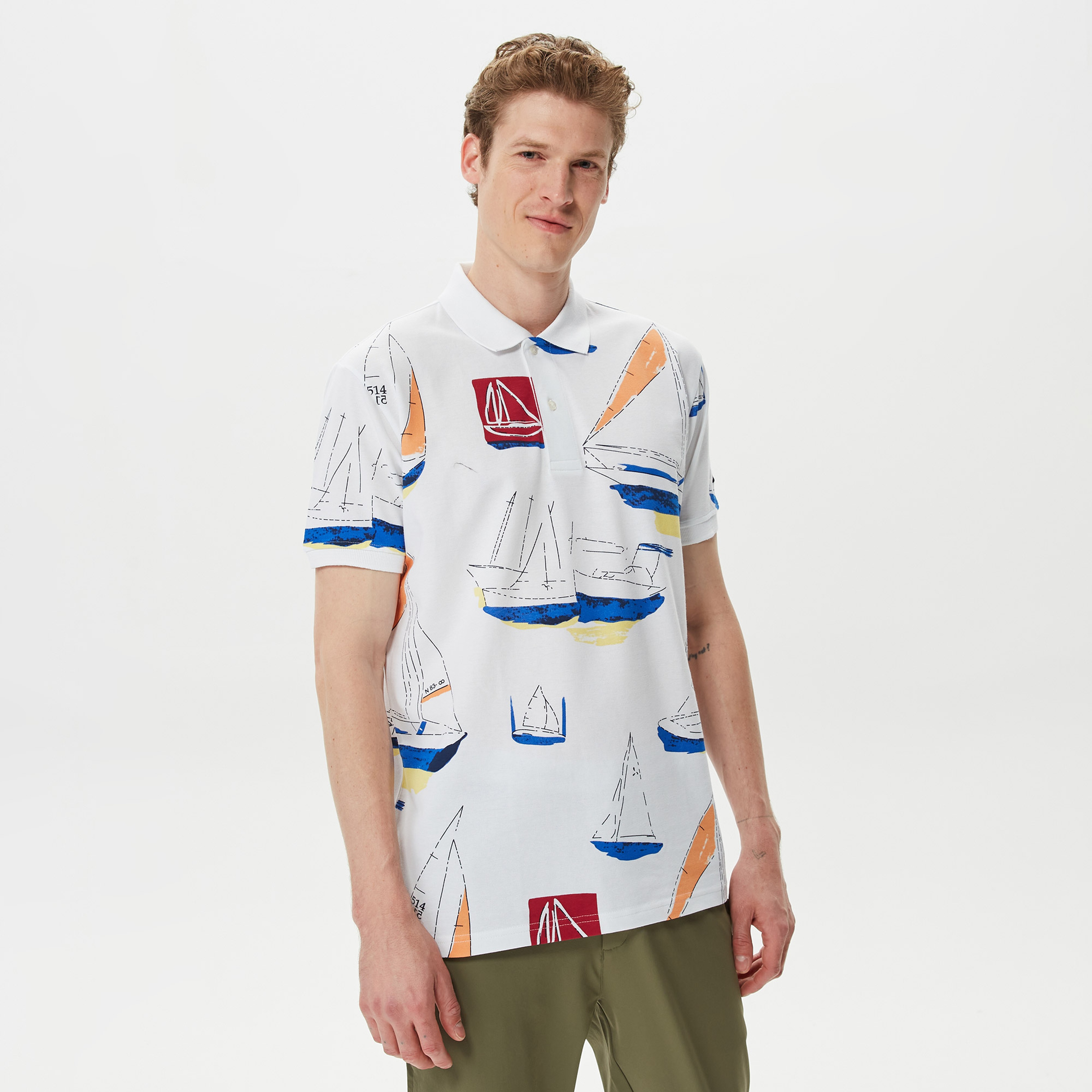 Nautica Erkek Beyaz Classic Fit Kısa Kollu Polo Yaka T-Shirt