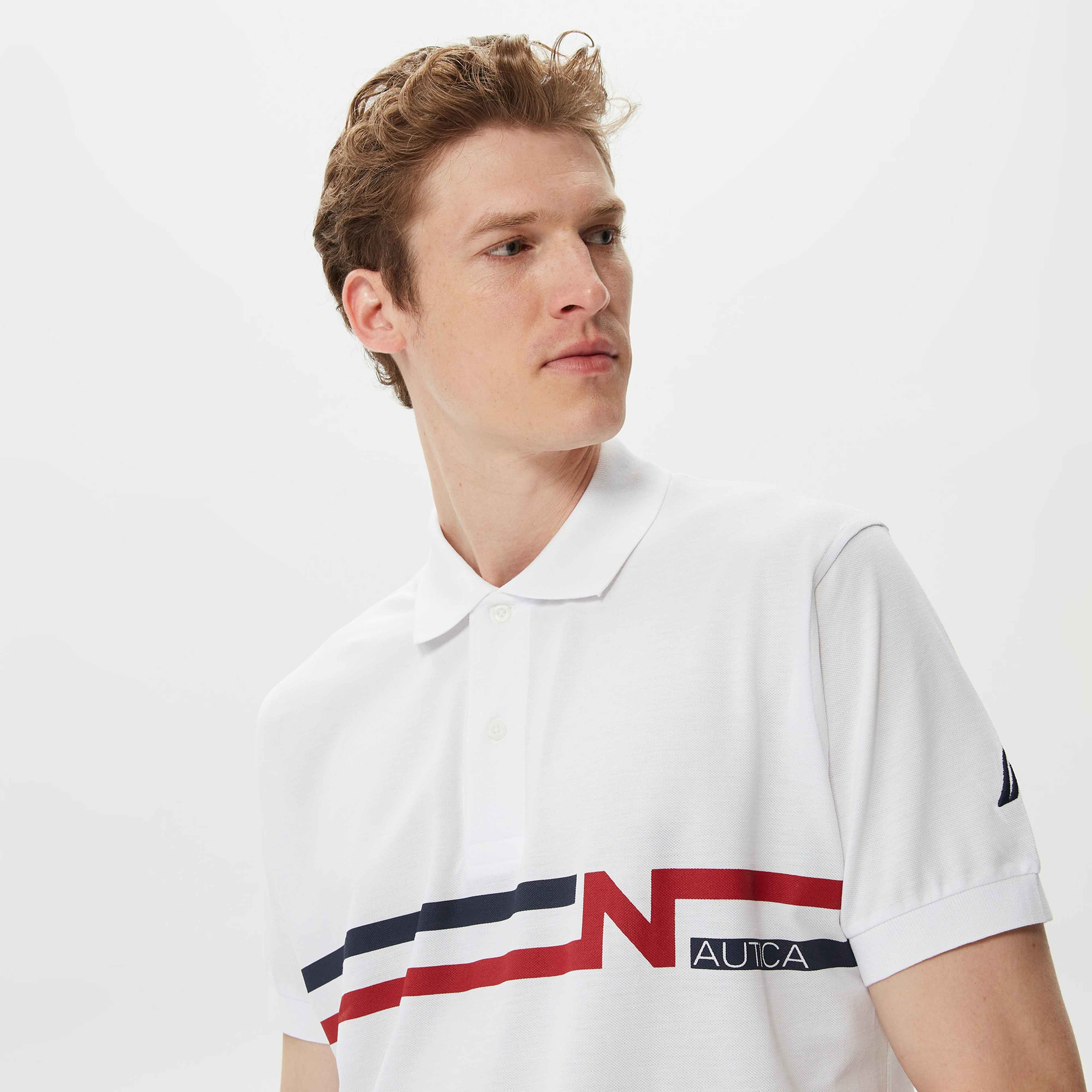 Nautica Erkek Beyaz Classic Fit Kısa Kollu Polo