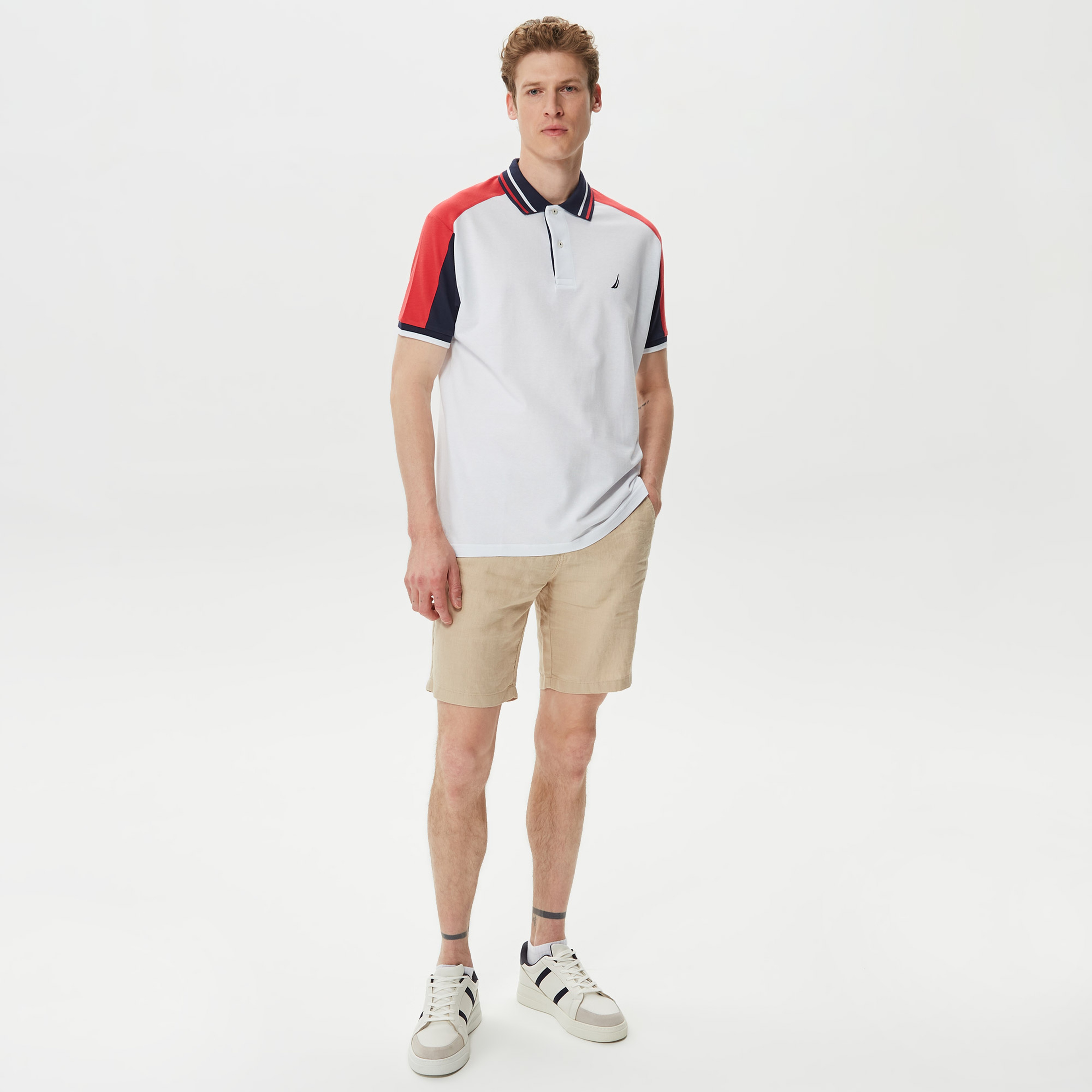 Nautica Erkek Beyaz Classic Fit Kısa Kollu Polo