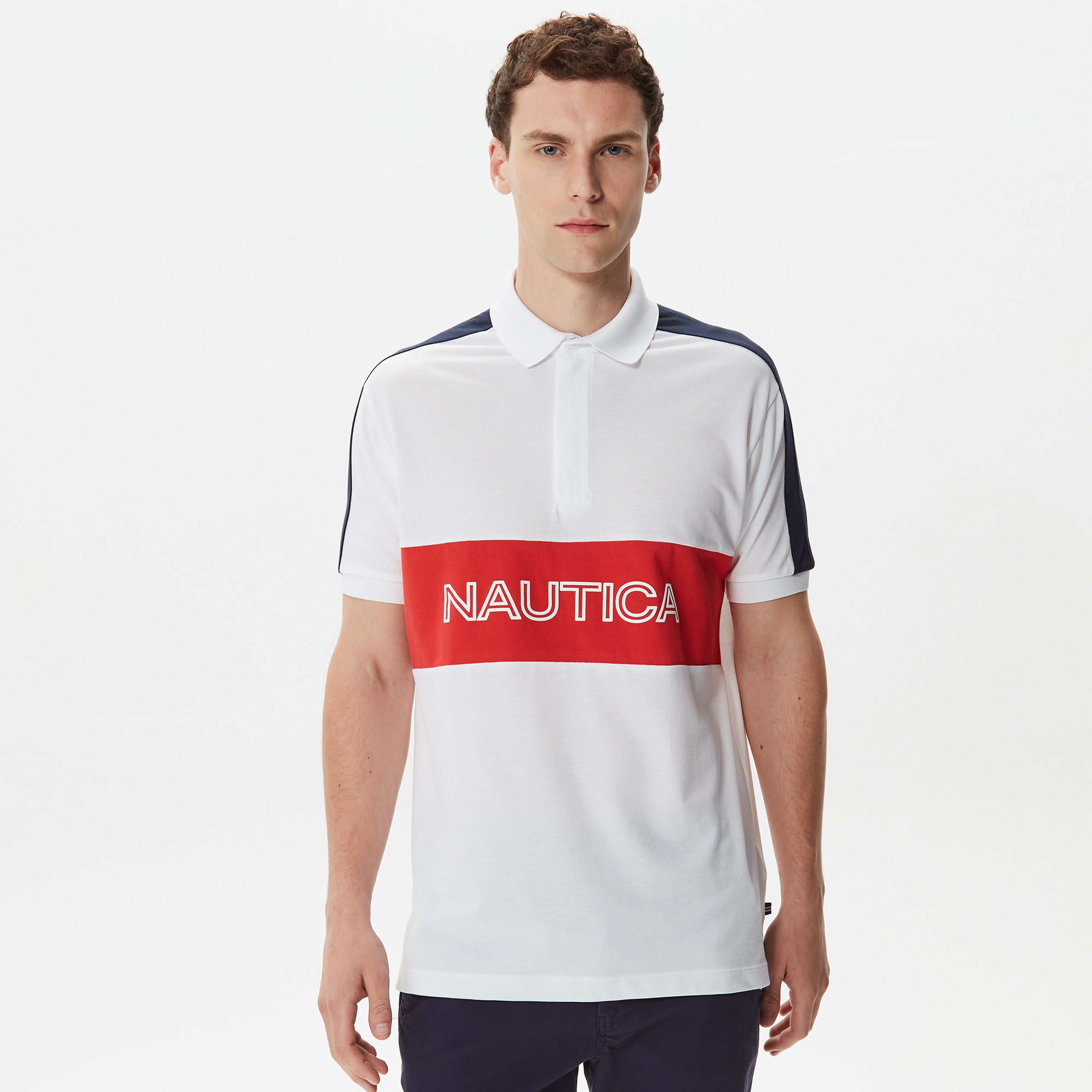 Nautica Erkek Beyaz Classic Fit Kısa Kollu Polo