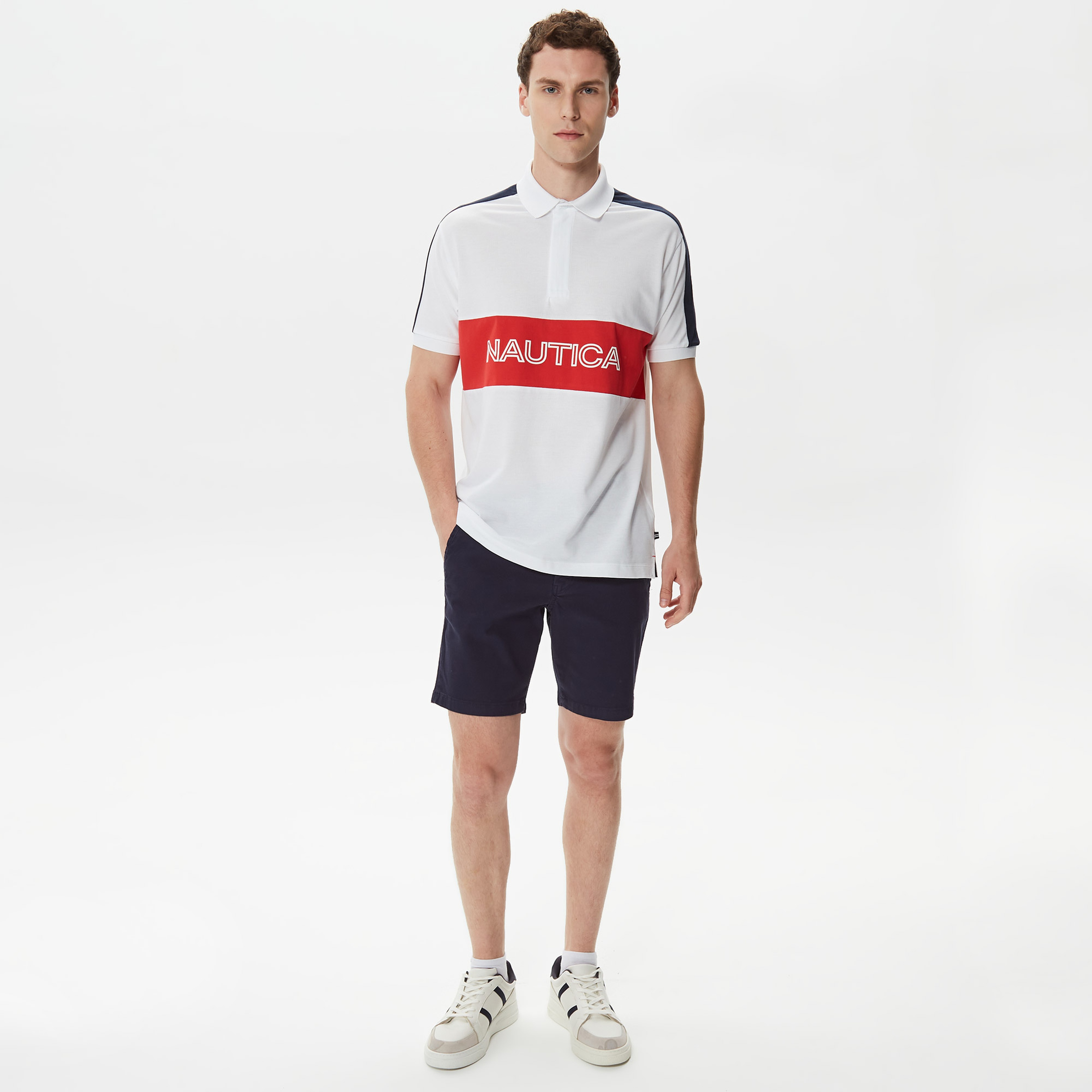 Nautica Erkek Beyaz Classic Fit Kısa Kollu Polo