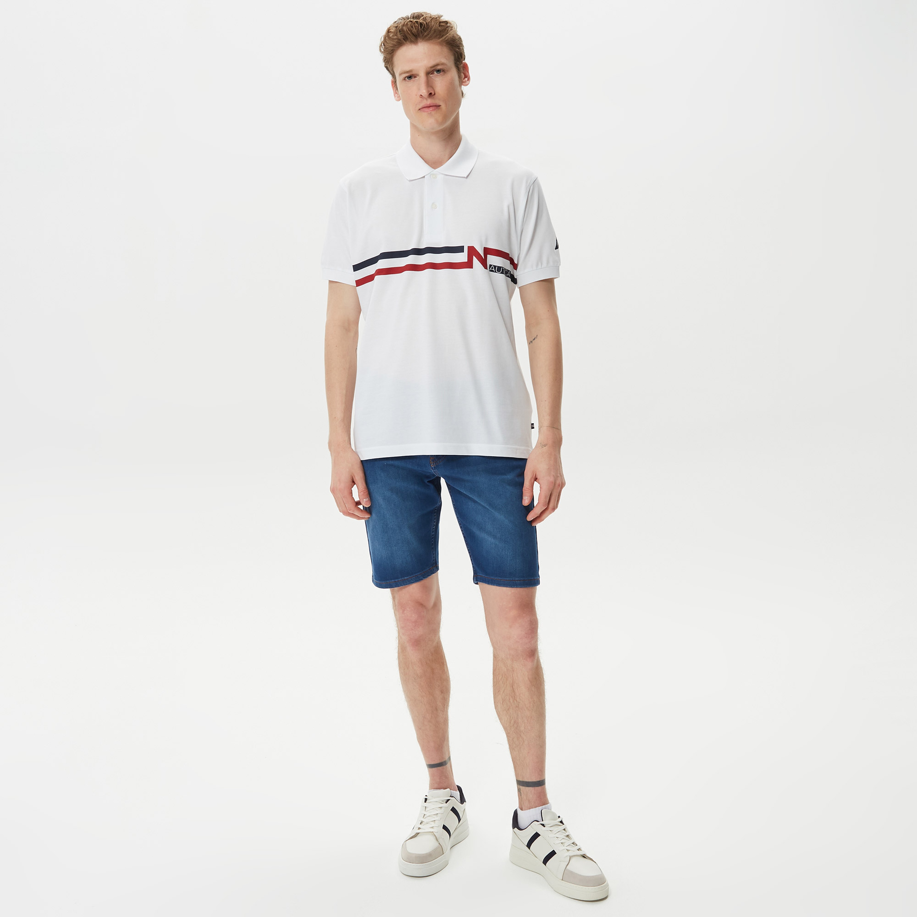 Nautica Erkek Beyaz Classic Fit Kısa Kollu Polo