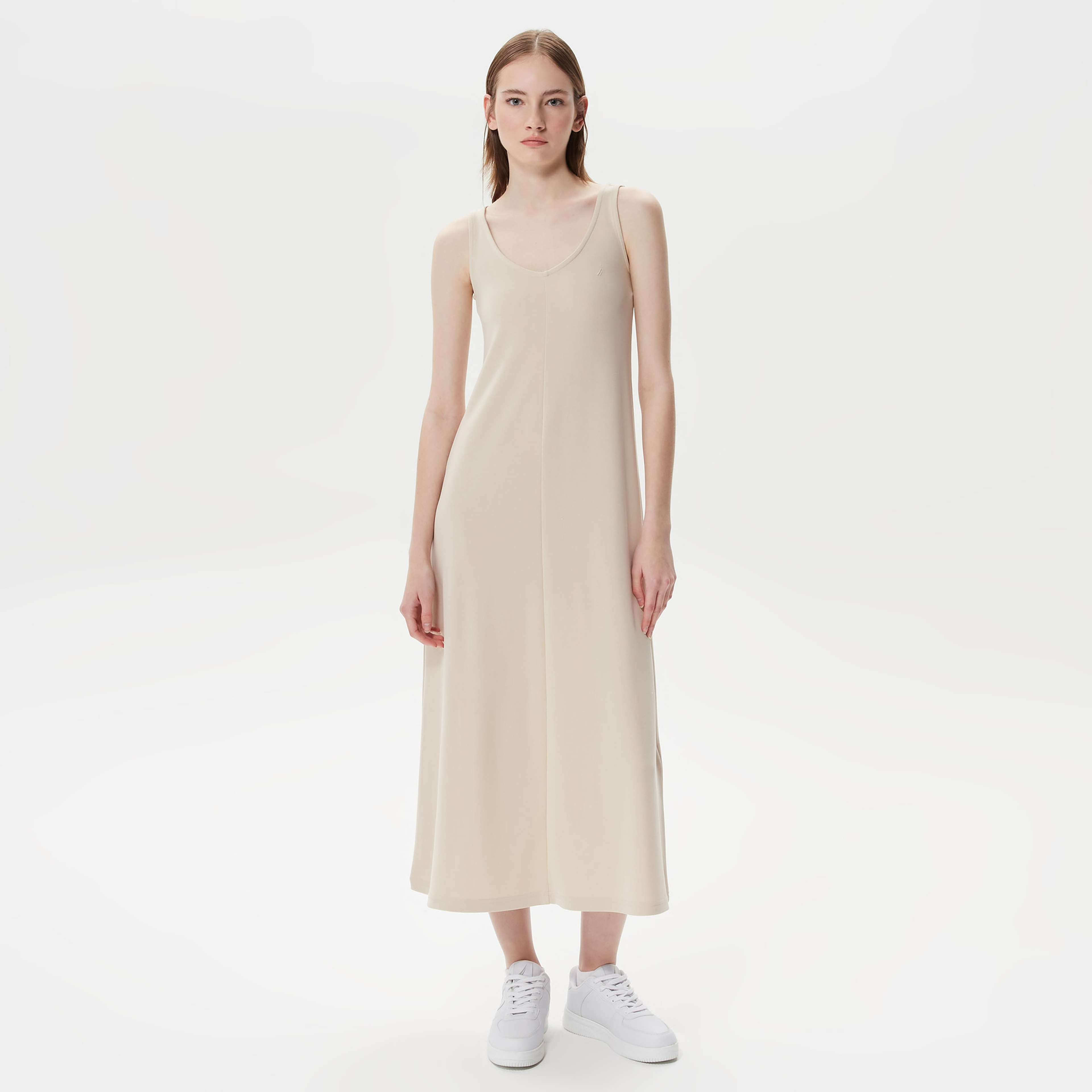 Nautica Kadın Krem Kolsuz Elbise