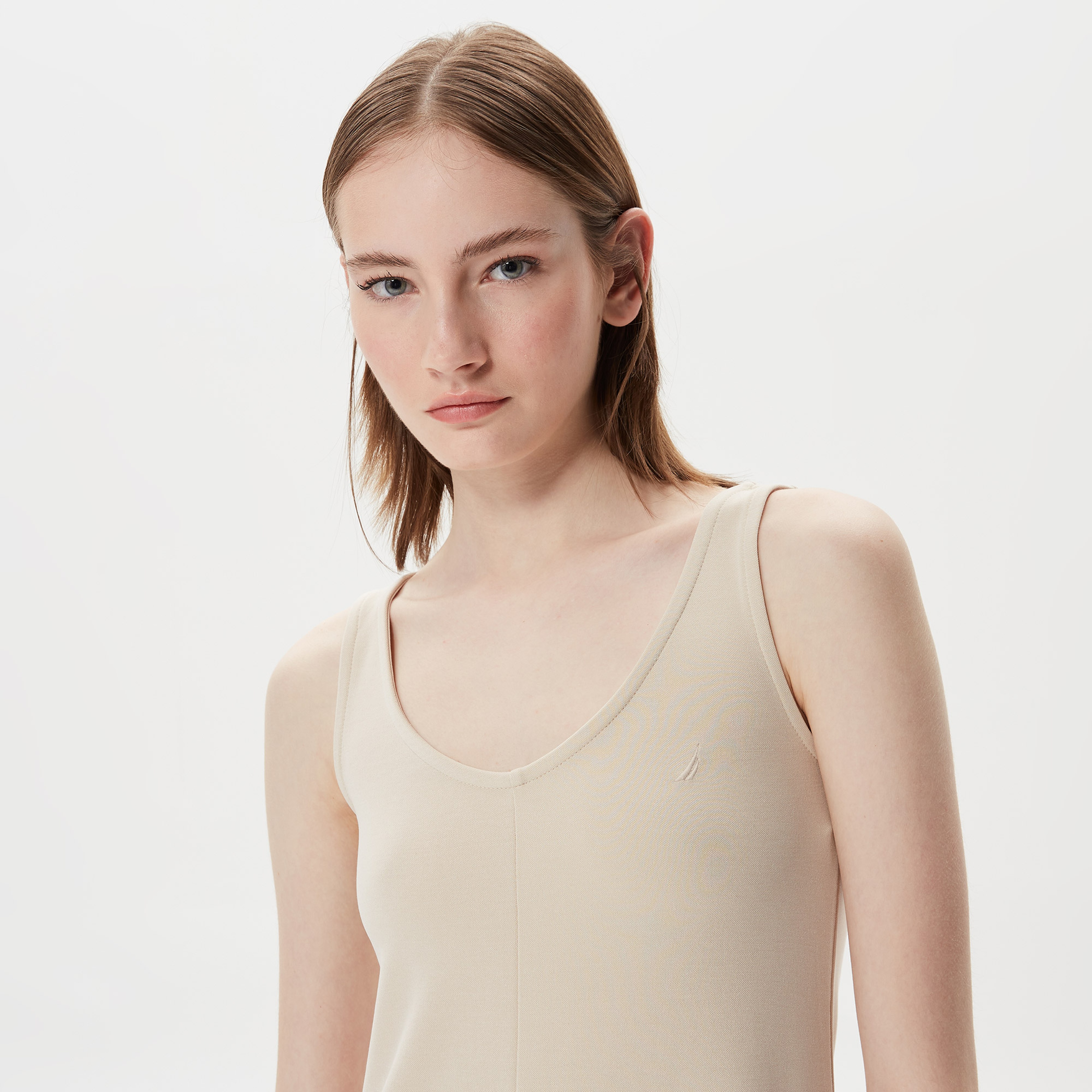 Nautica Kadın Krem Kolsuz Elbise