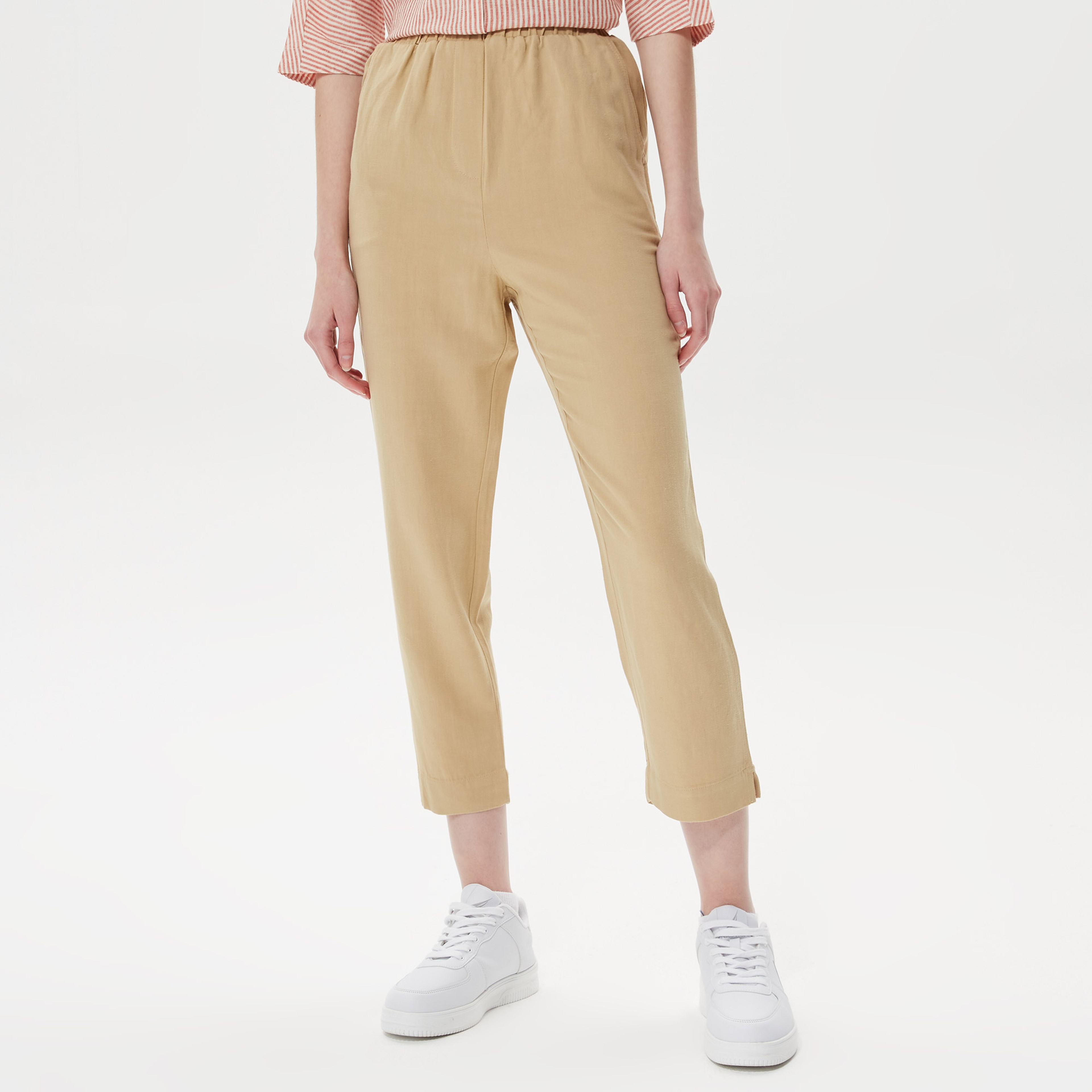 Nautica Kadın Bej Keten Pantolon