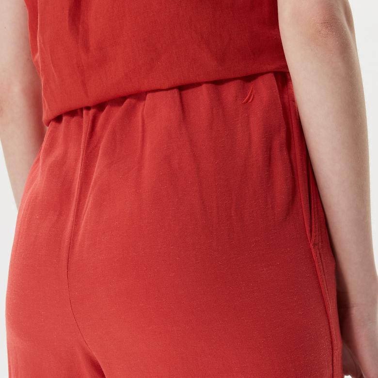 Nautica Kadın Kırmızı Keten Pantolon