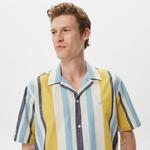 Nautica Erkek Çizgili Classic Fit Kısa Kollu Keten Gömlek