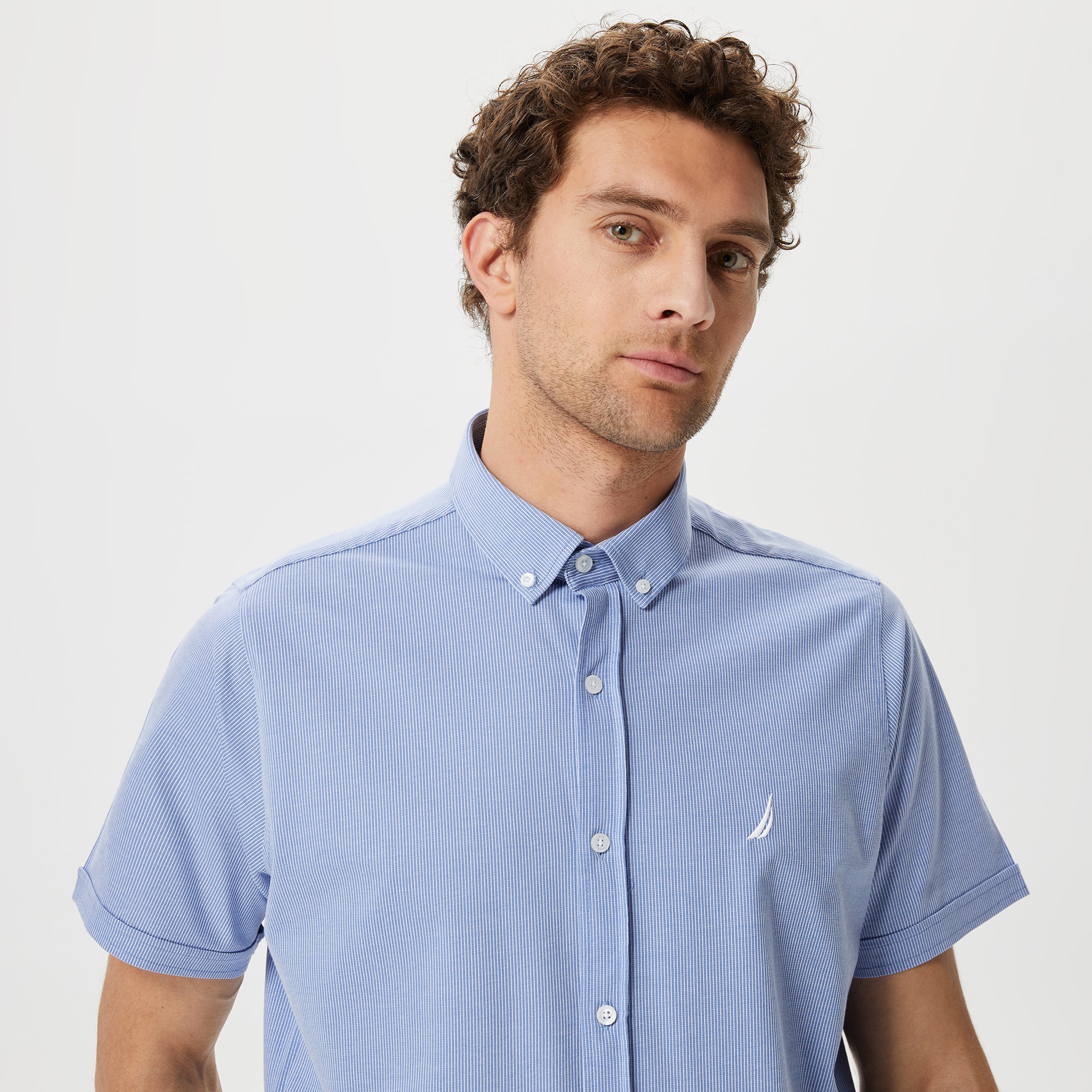 Nautica Erkek Mavi Classic Fit Kısa Kollu Gömlek