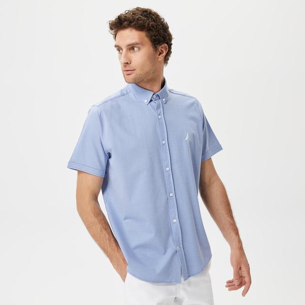 Nautica Erkek Mavi Classic Fit Kısa Kollu Gömlek