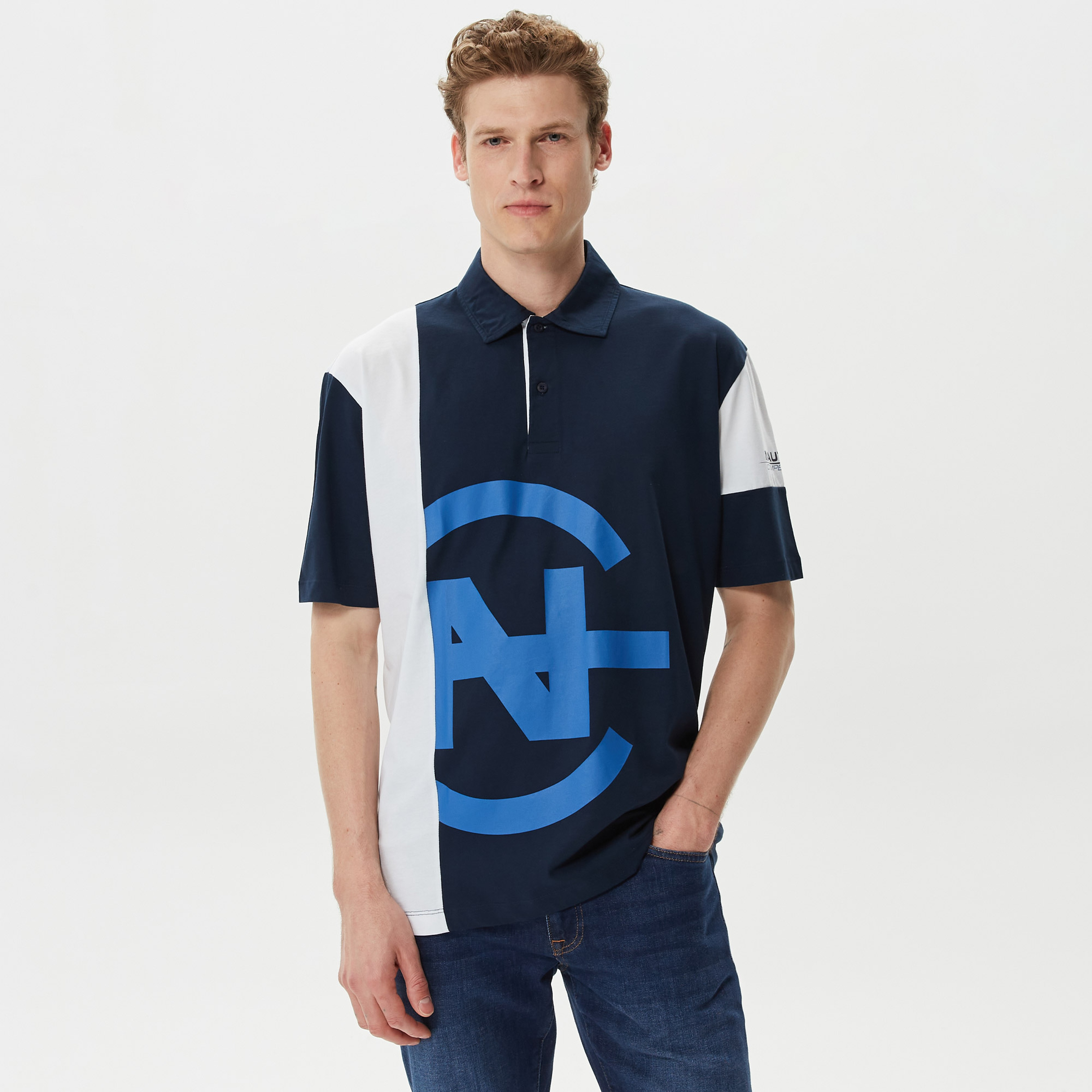 Nautica Erkek Lacivert Oversize Kısa Kollu Polo