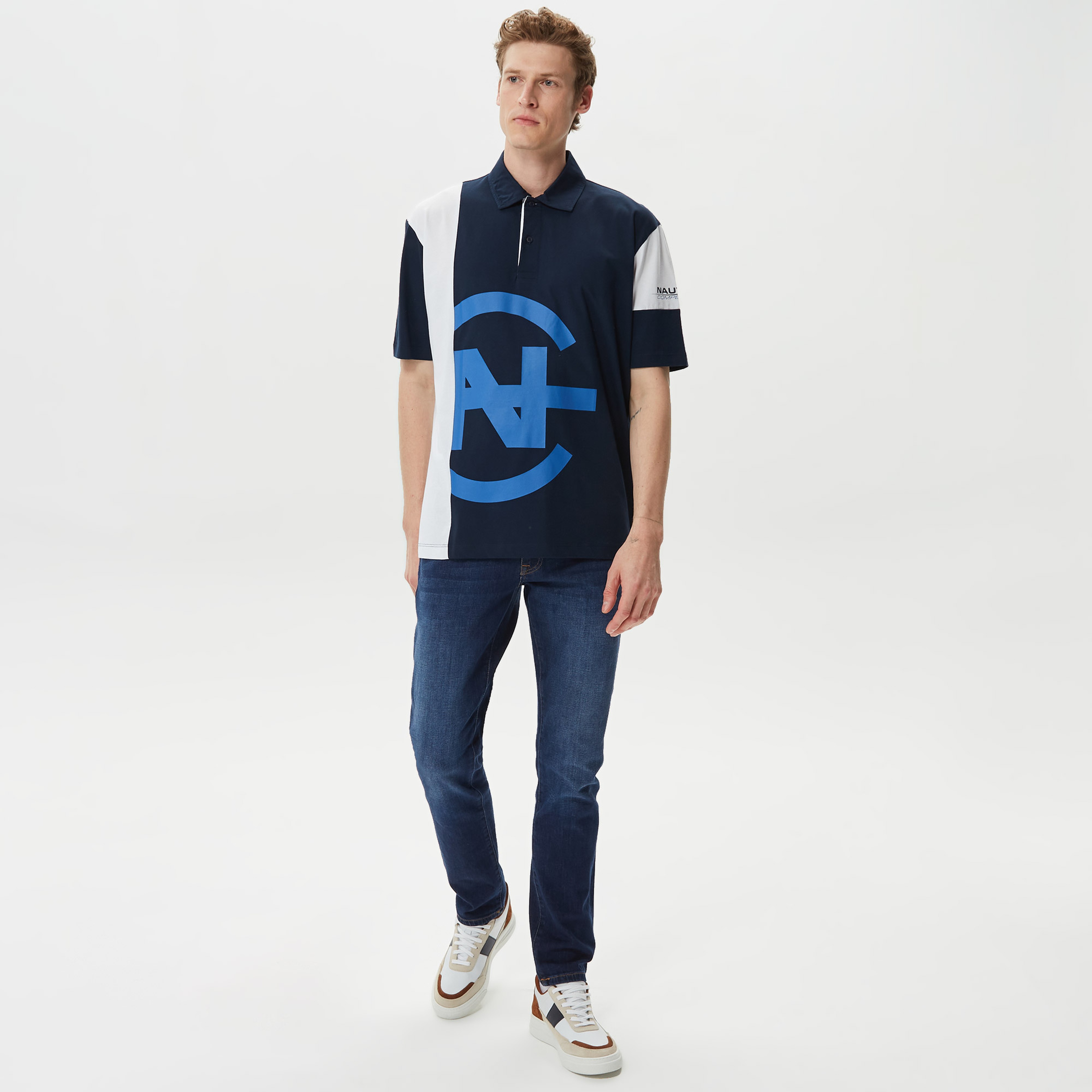 Nautica Erkek Lacivert Oversize Kısa Kollu Polo