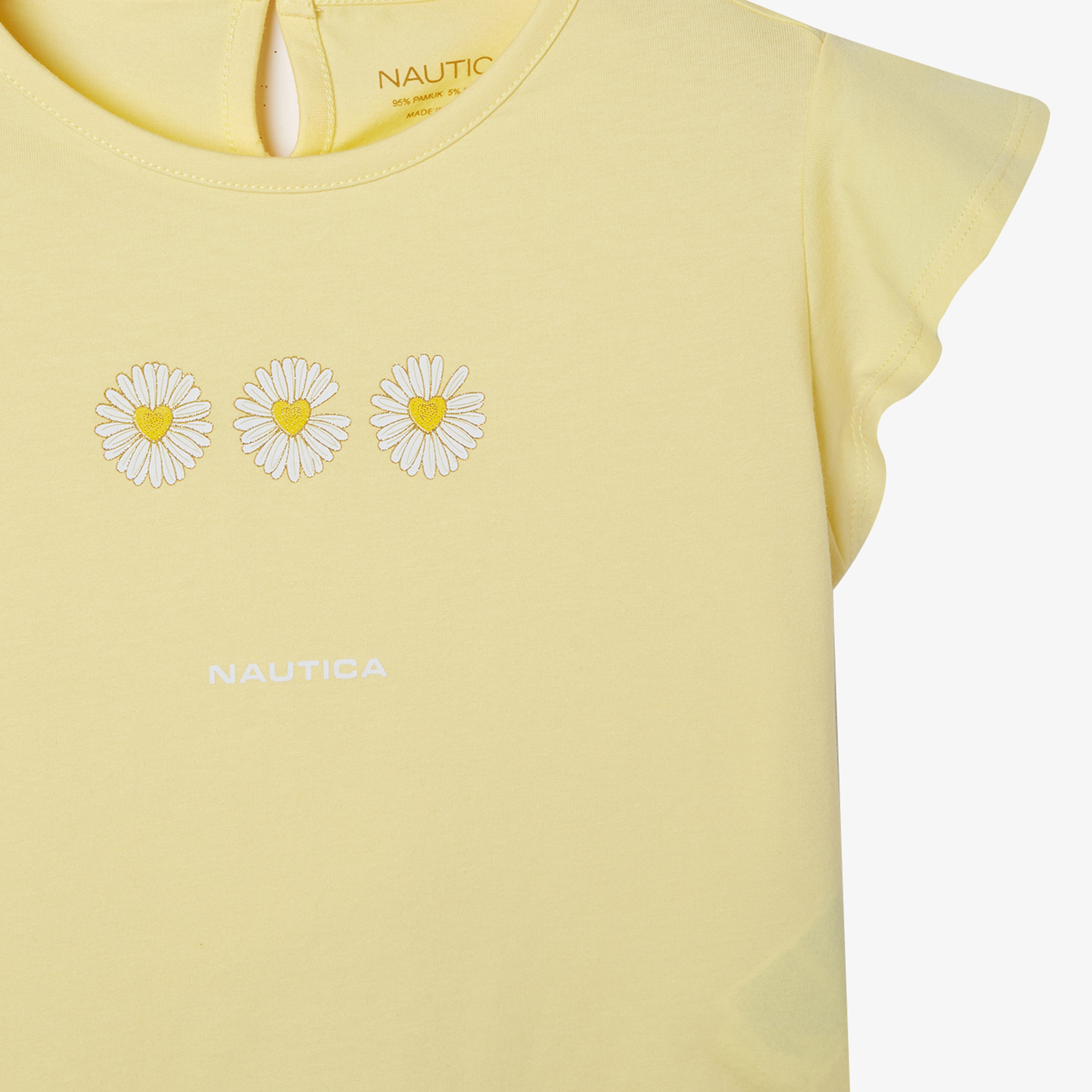 Nautica Kız Çocuk Sarı Baskılı T-Shirt