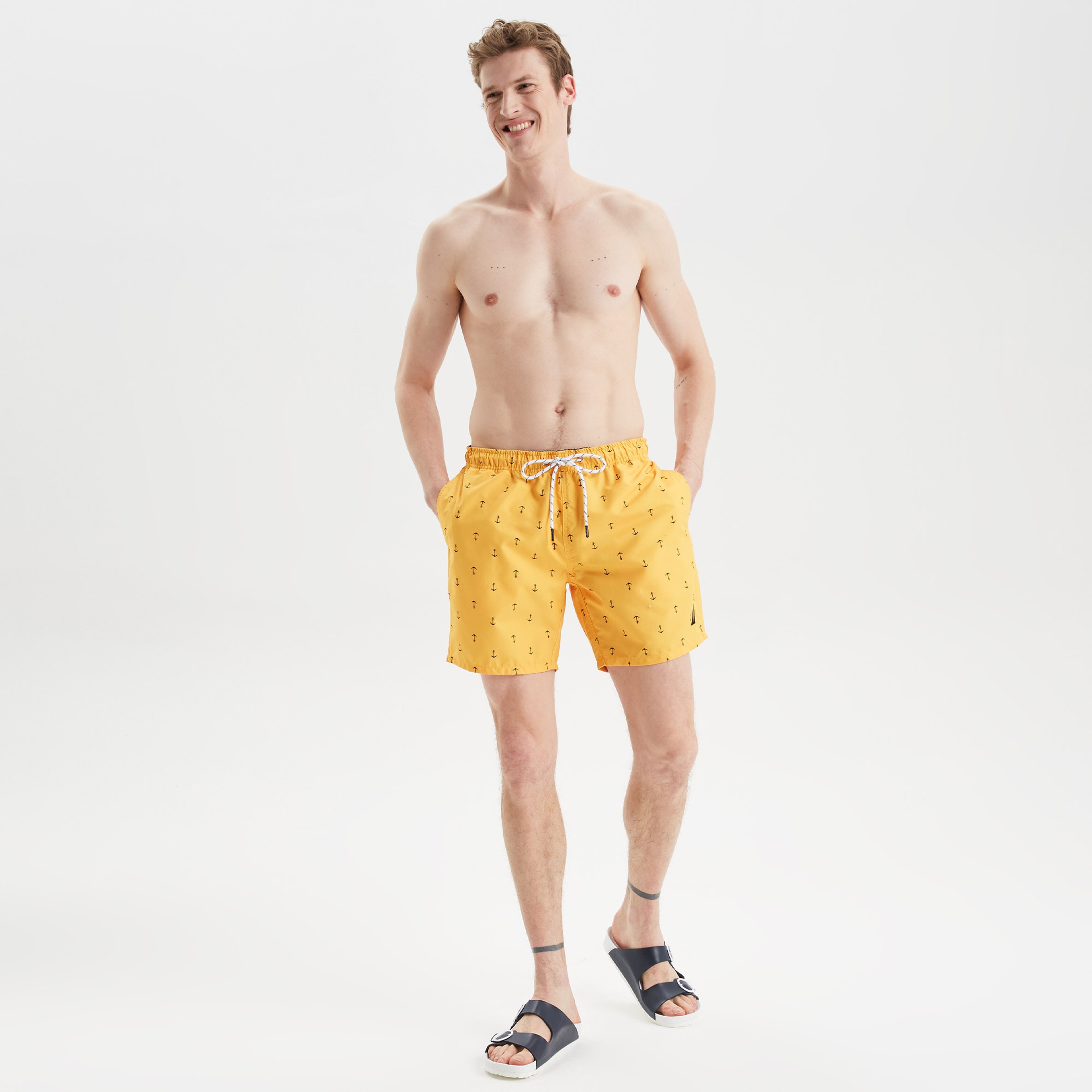Nautica Erkek Sarı Desenli Deniz Şortu