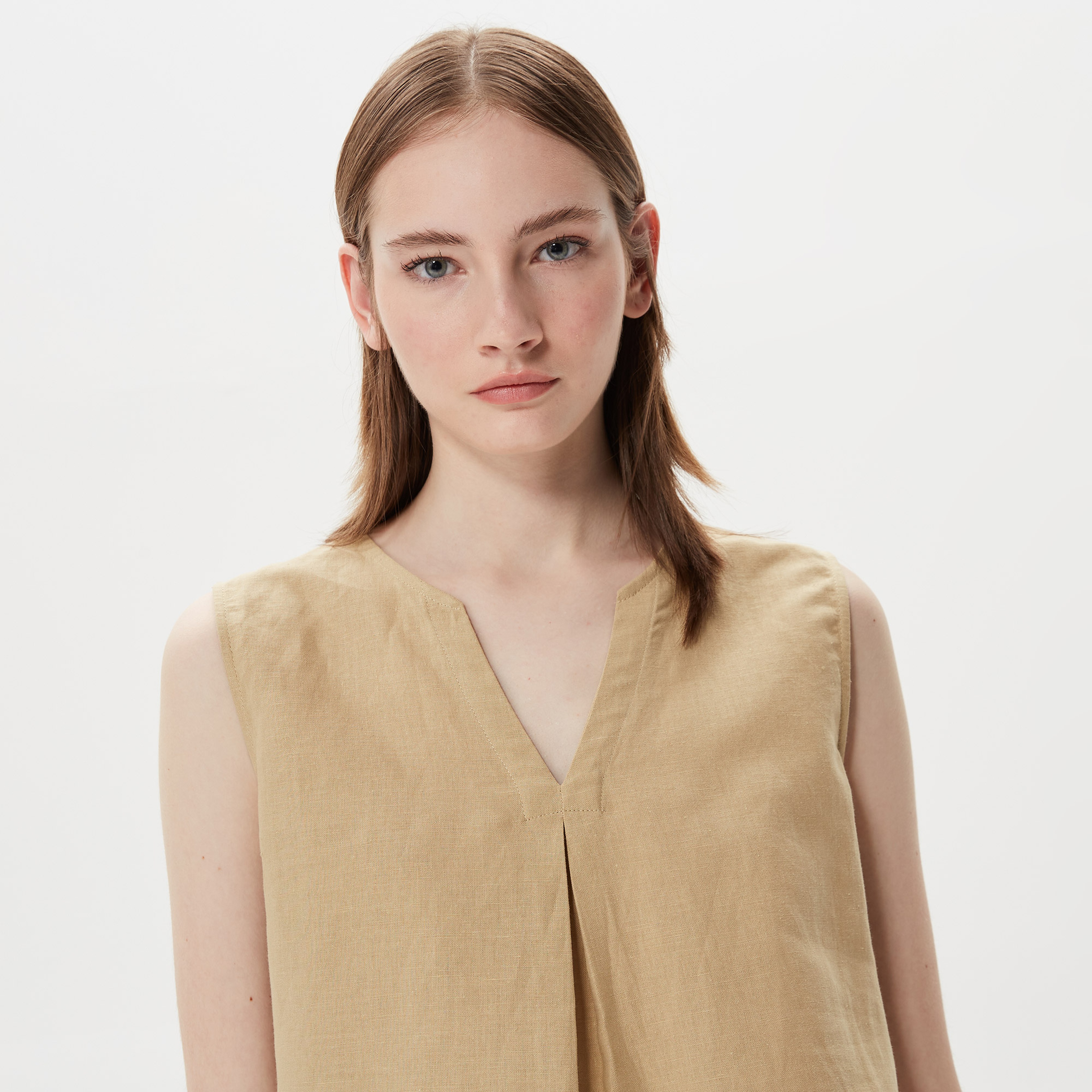 Nautica Kadın Bej Kolsuz Bluz