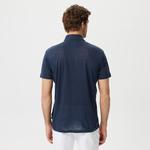 Nautica Erkek Lacivert Classic Fit Kısa Kollu Keten Polo Yaka T-Shirt