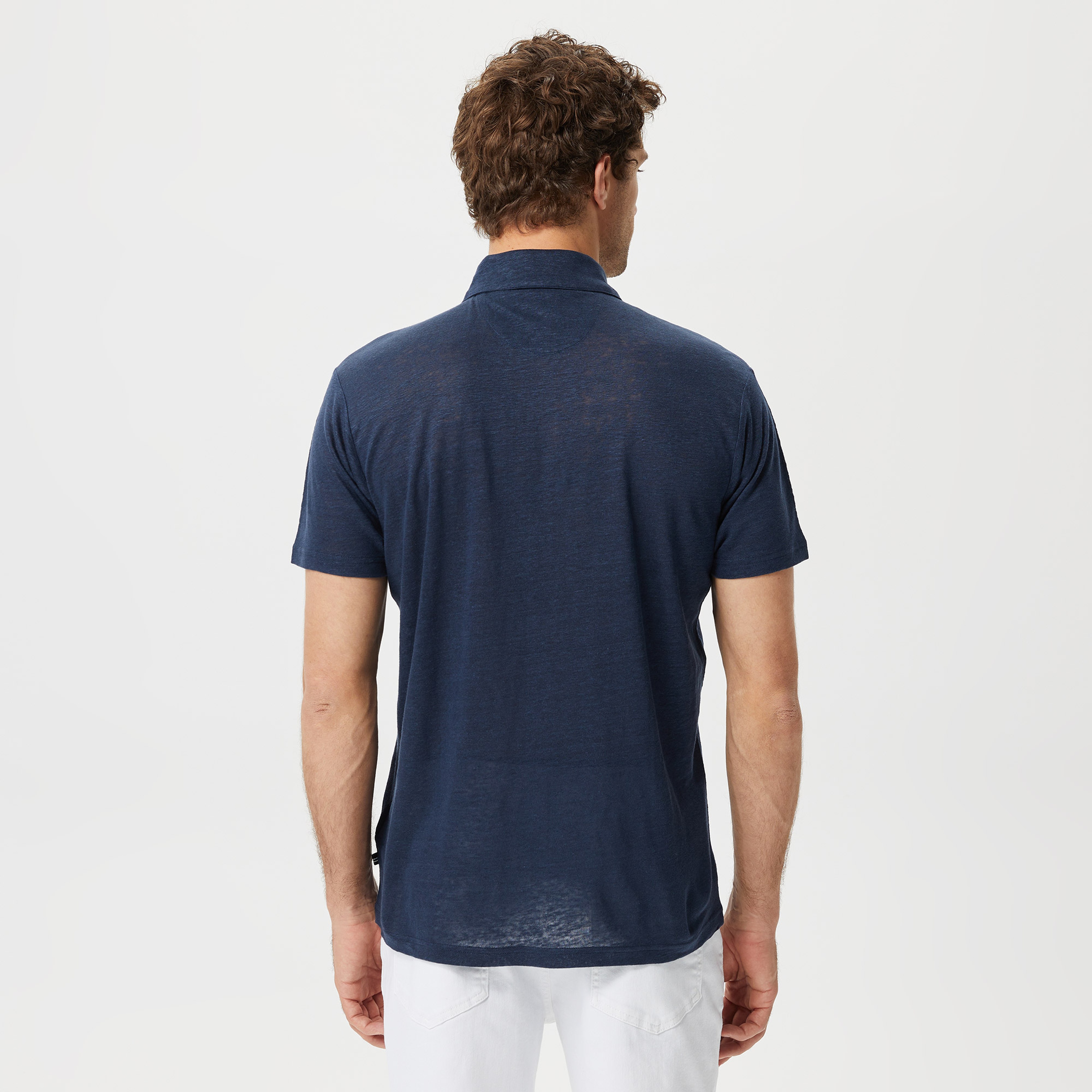 Nautica Erkek Lacivert Classic Fit Kısa Kollu Keten Polo Yaka T-Shirt