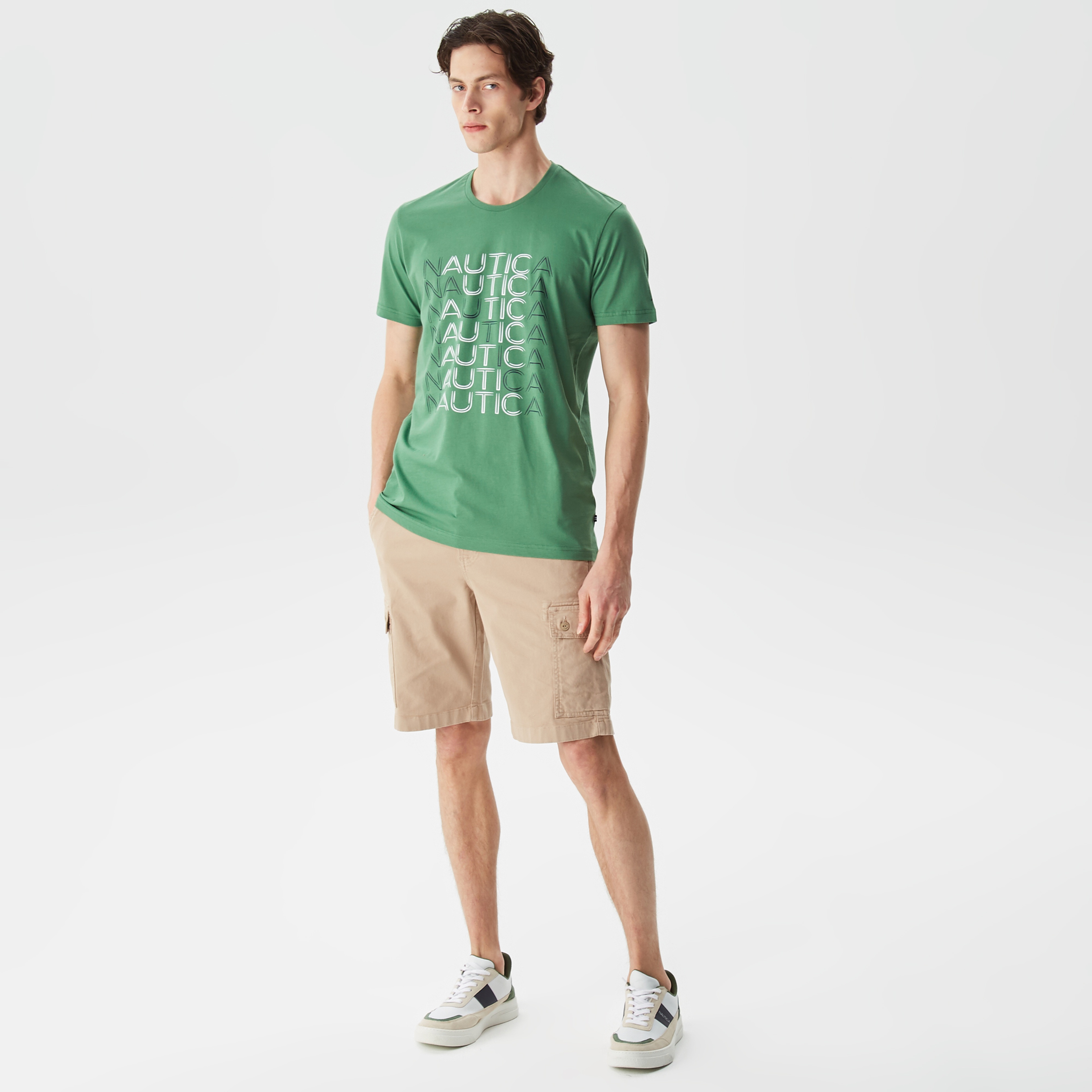 Nautica Erkek Yeşil Baskılı Standart Fit T-Shirt