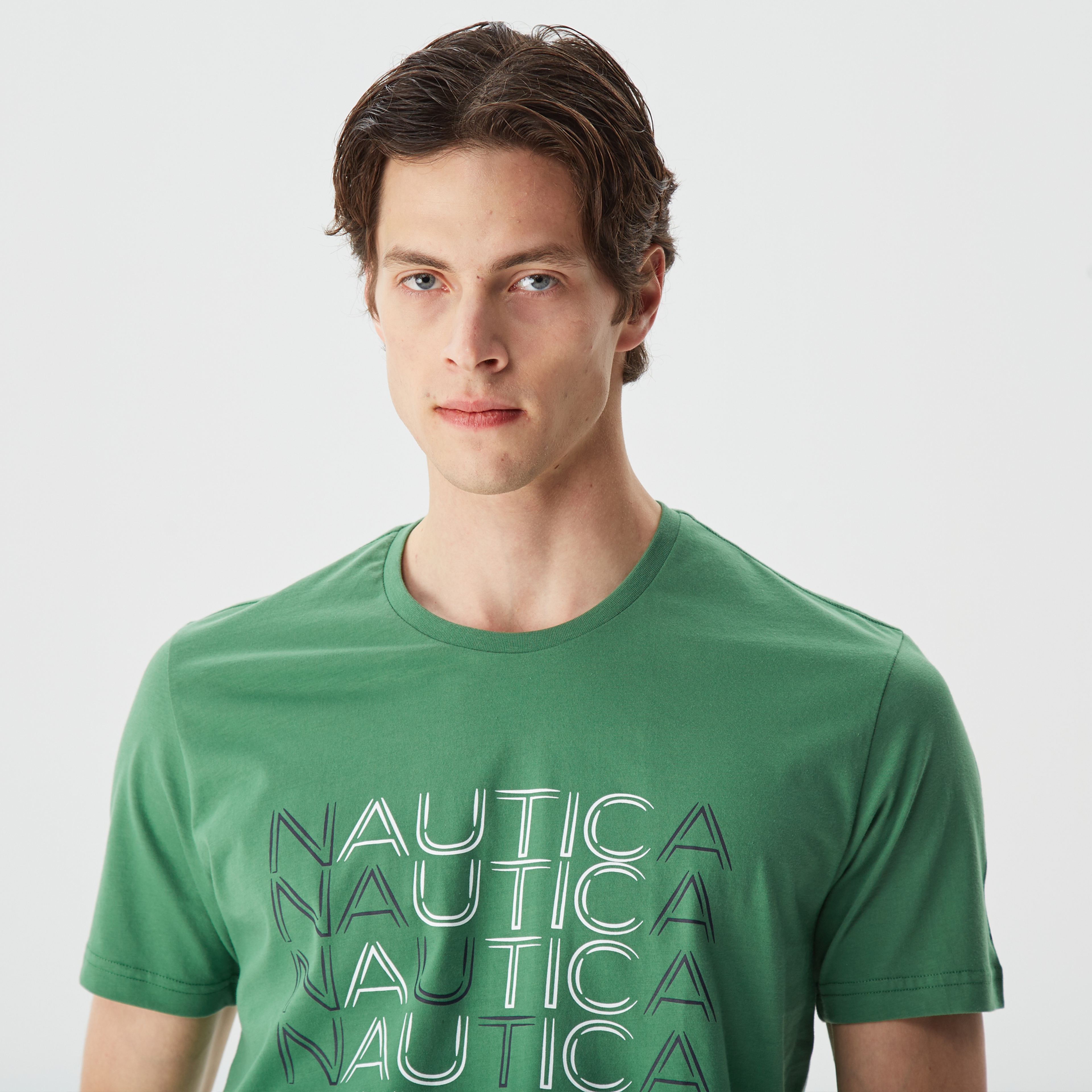 Nautica Erkek Yeşil Baskılı Standart Fit T-Shirt