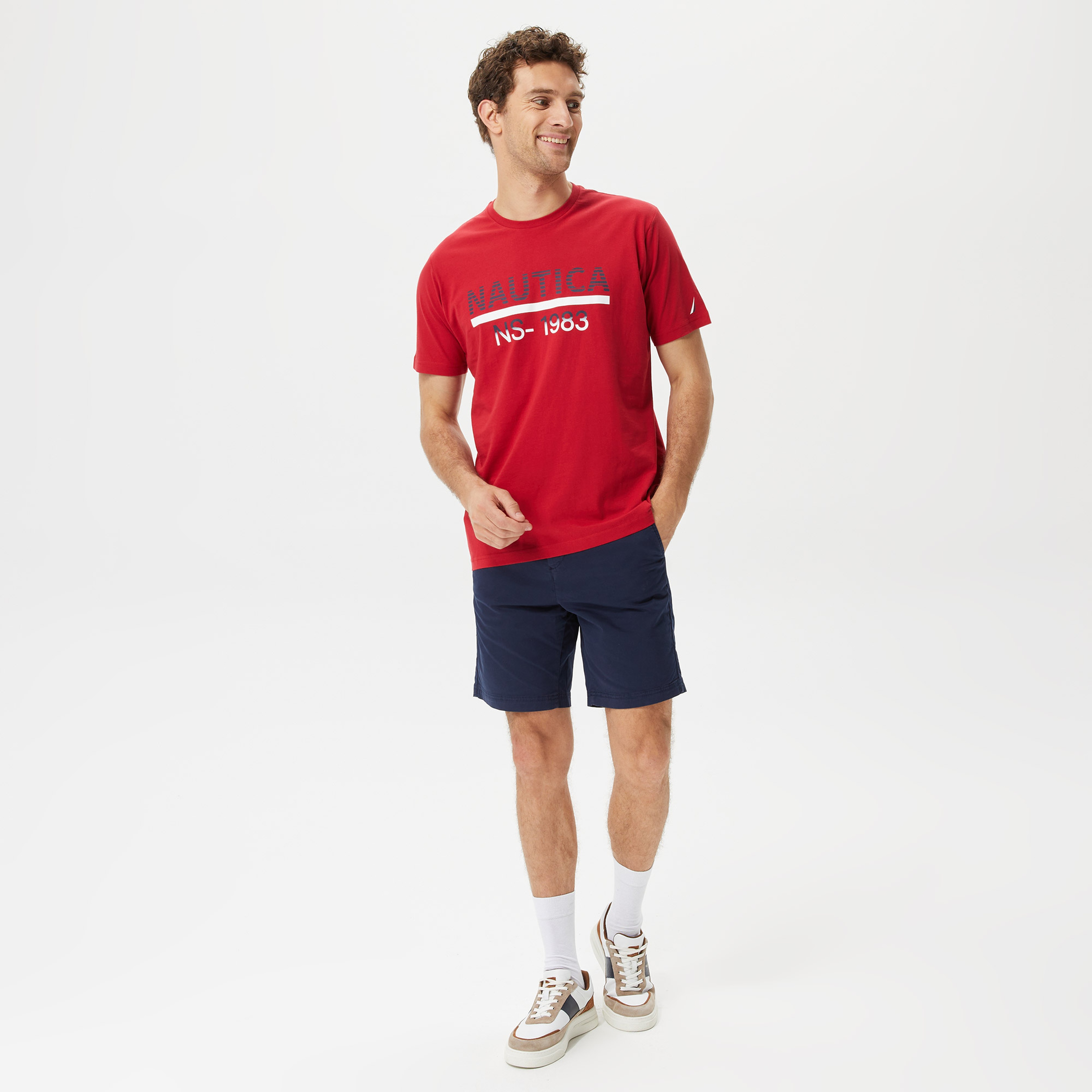 Nautica Erkek Kırmızı Baskılı Standart Fit T-Shirt
